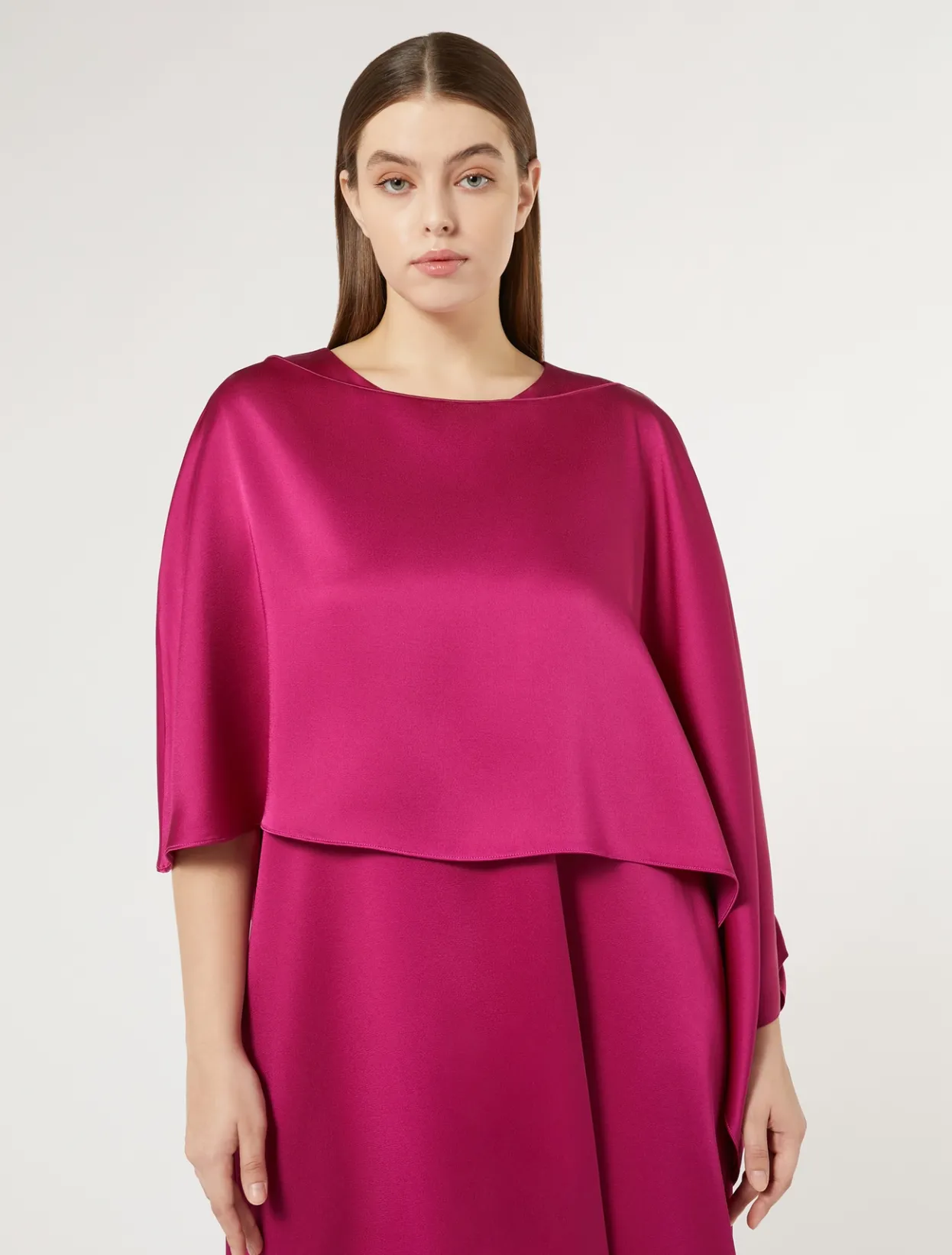 Jackets | Accessories | Marina Rinaldi Crepe envers satin cape RASPBERRY