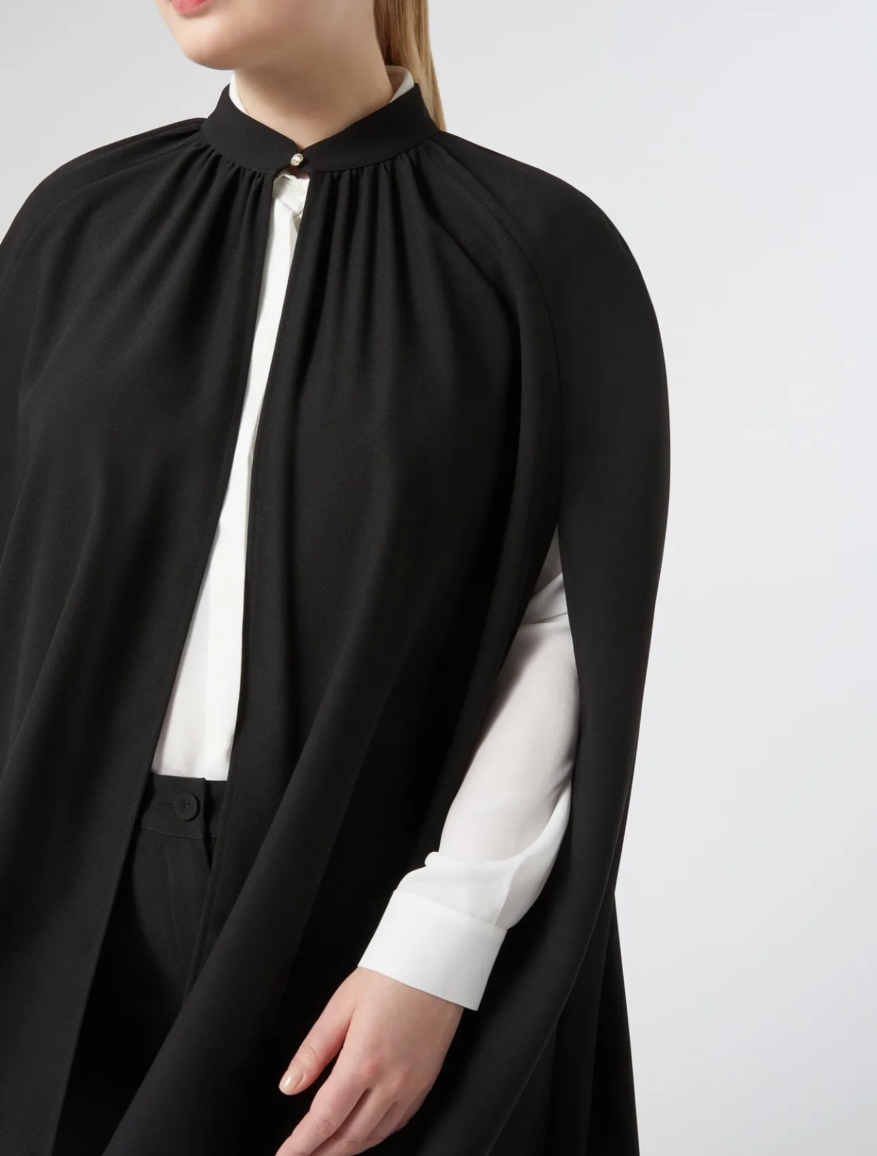 Jackets | Coats | Marina Rinaldi Crepe envers satin cape BLACK