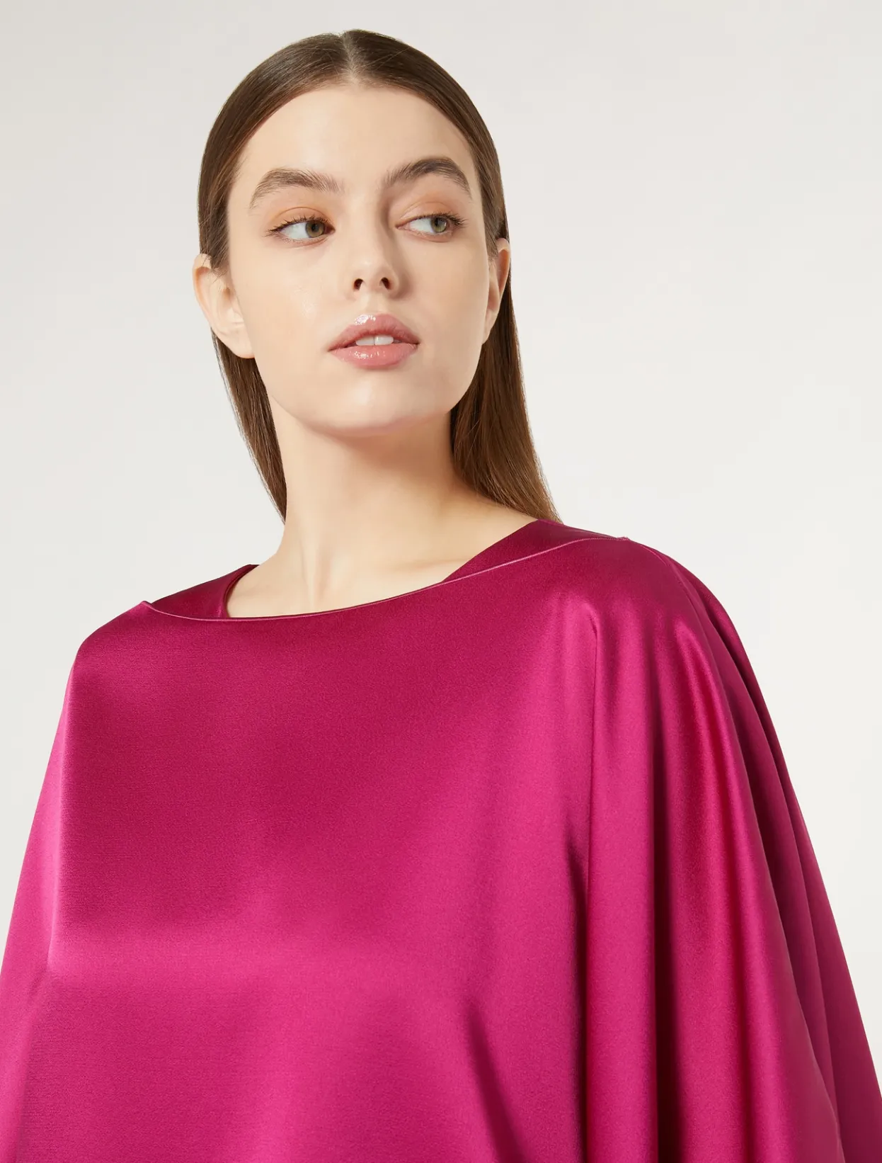 Jackets | Accessories | Marina Rinaldi Crepe envers satin cape RASPBERRY