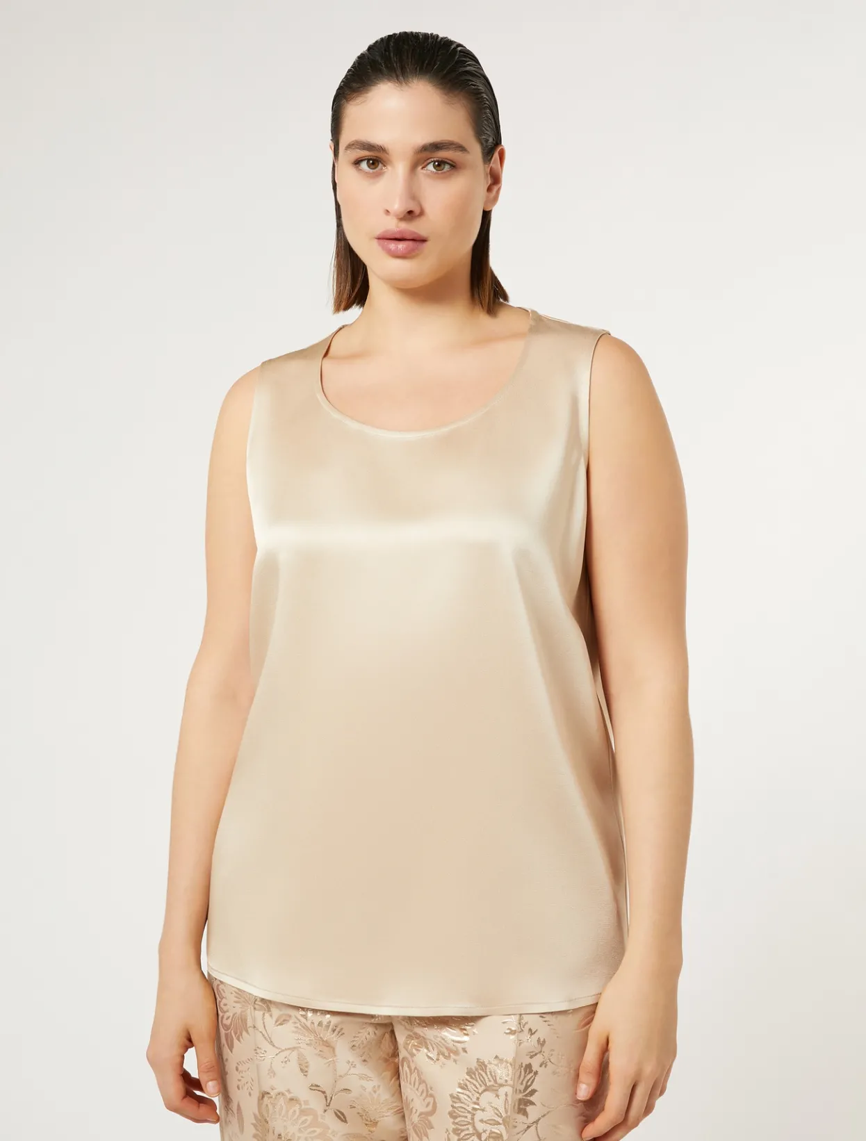 Blouses | Blouses & Shirts | Marina Rinaldi Crepe envers satin top HONEY