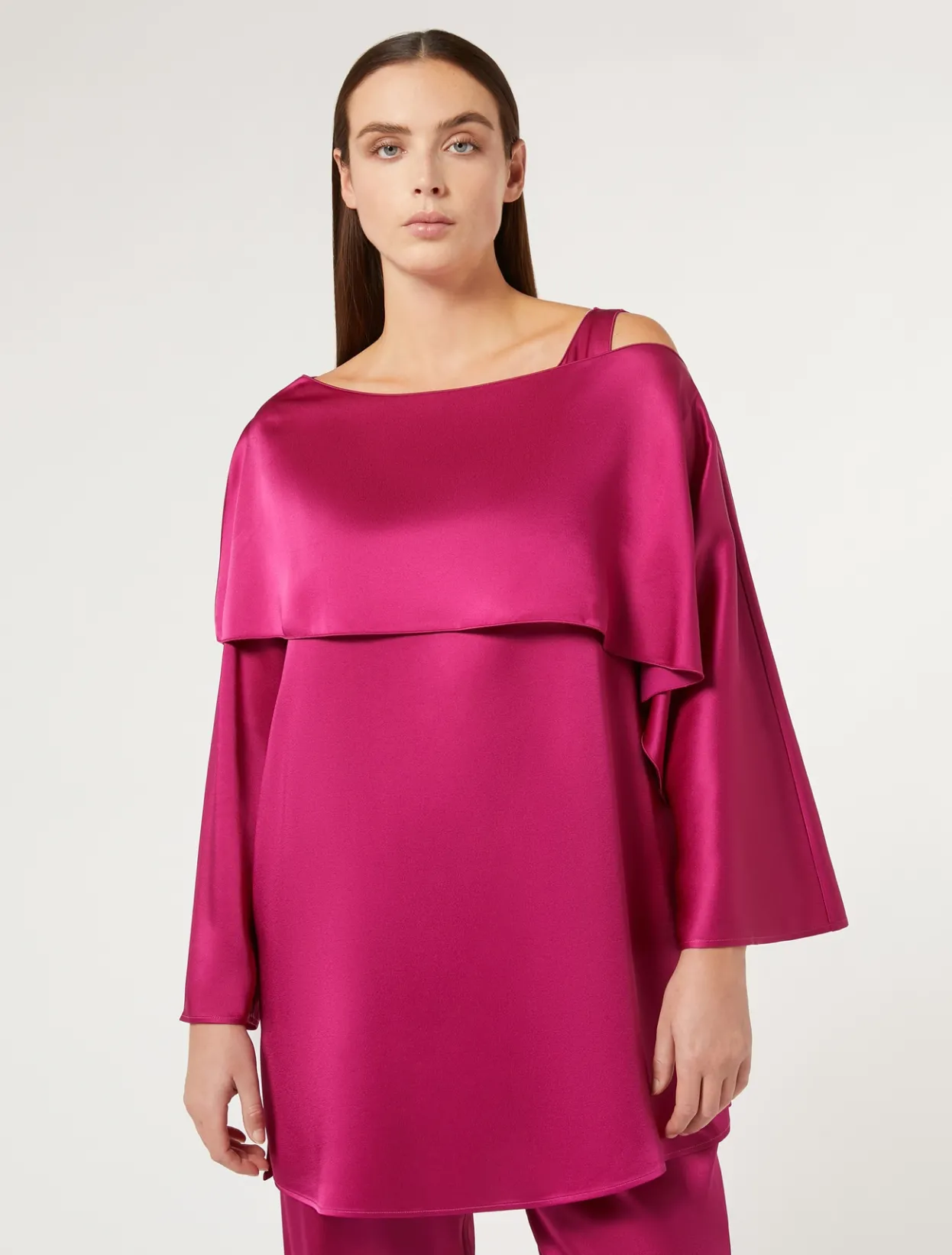 Blouses | Blouses & Shirts | Marina Rinaldi Crepe envers satin tunic RASPBERRY