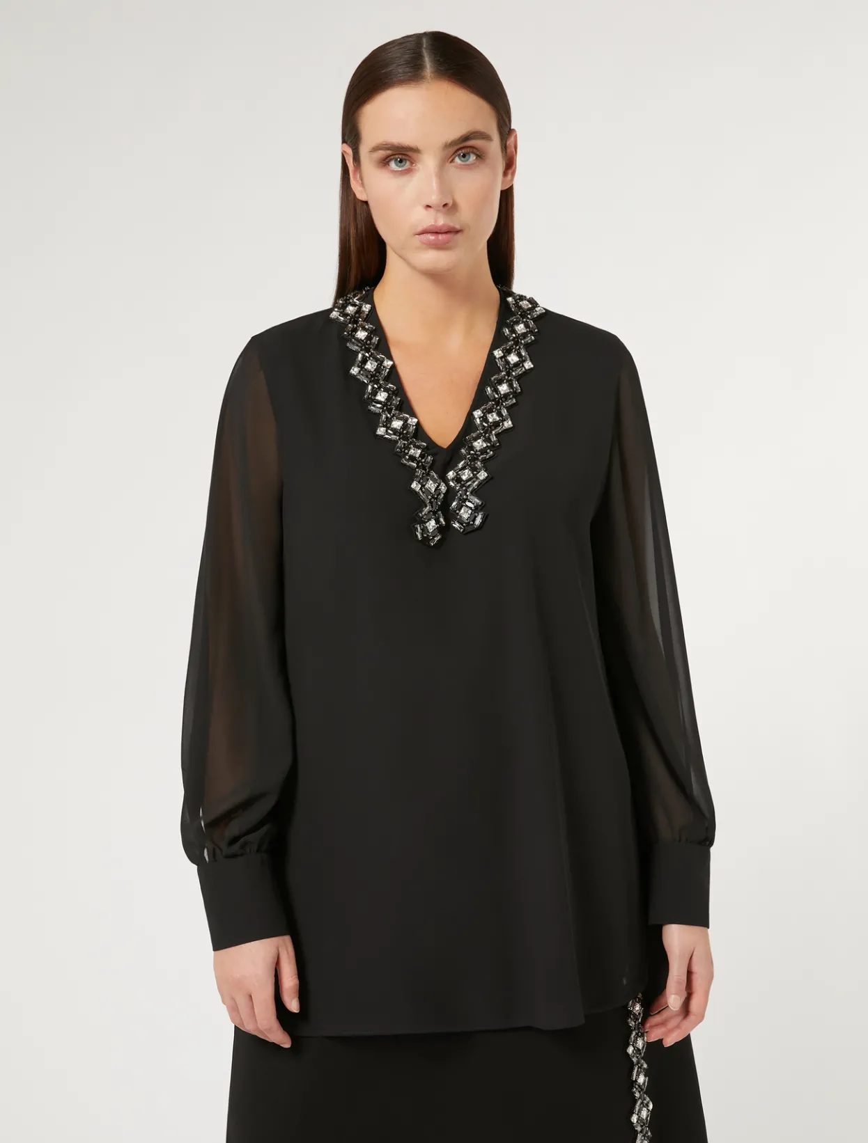 Blouses | Blouses & Shirts | Marina Rinaldi Crepe georgette blouse BLACK