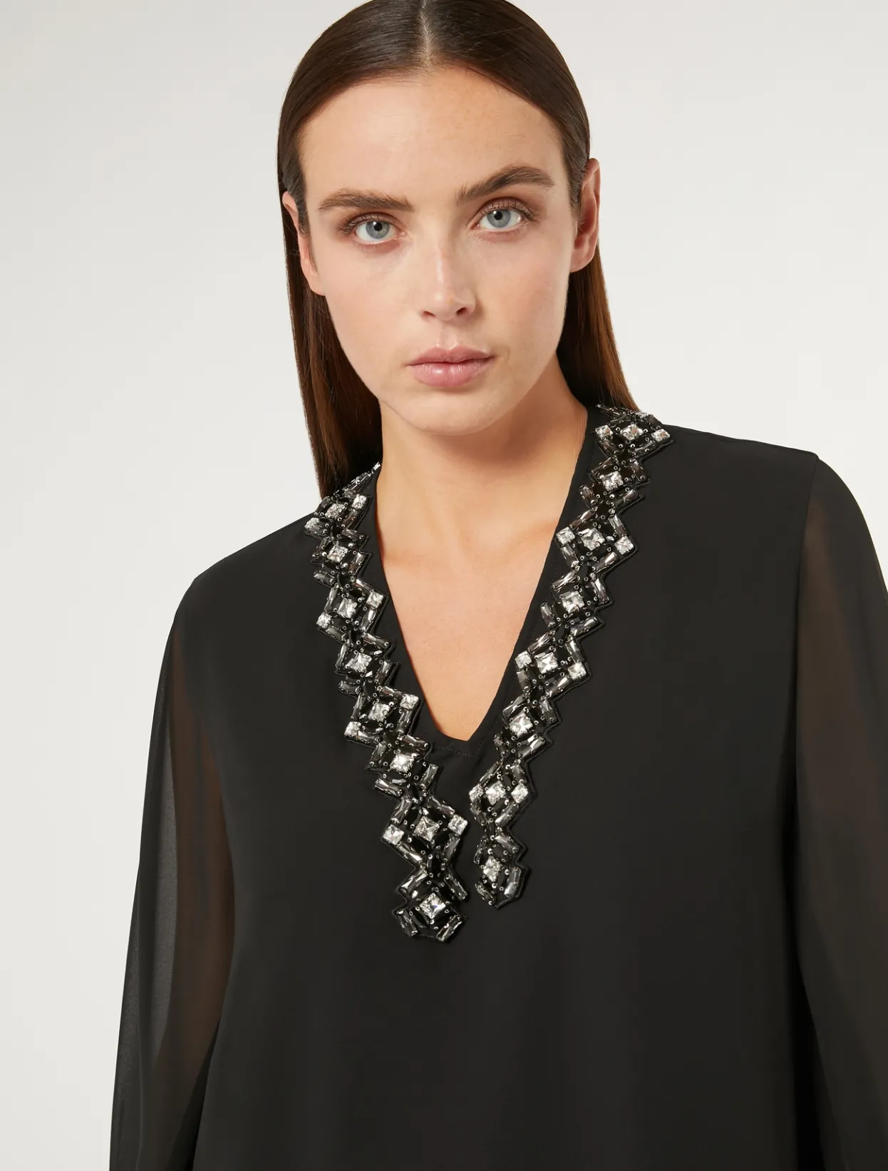 Blouses | Blouses & Shirts | Marina Rinaldi Crepe georgette blouse BLACK