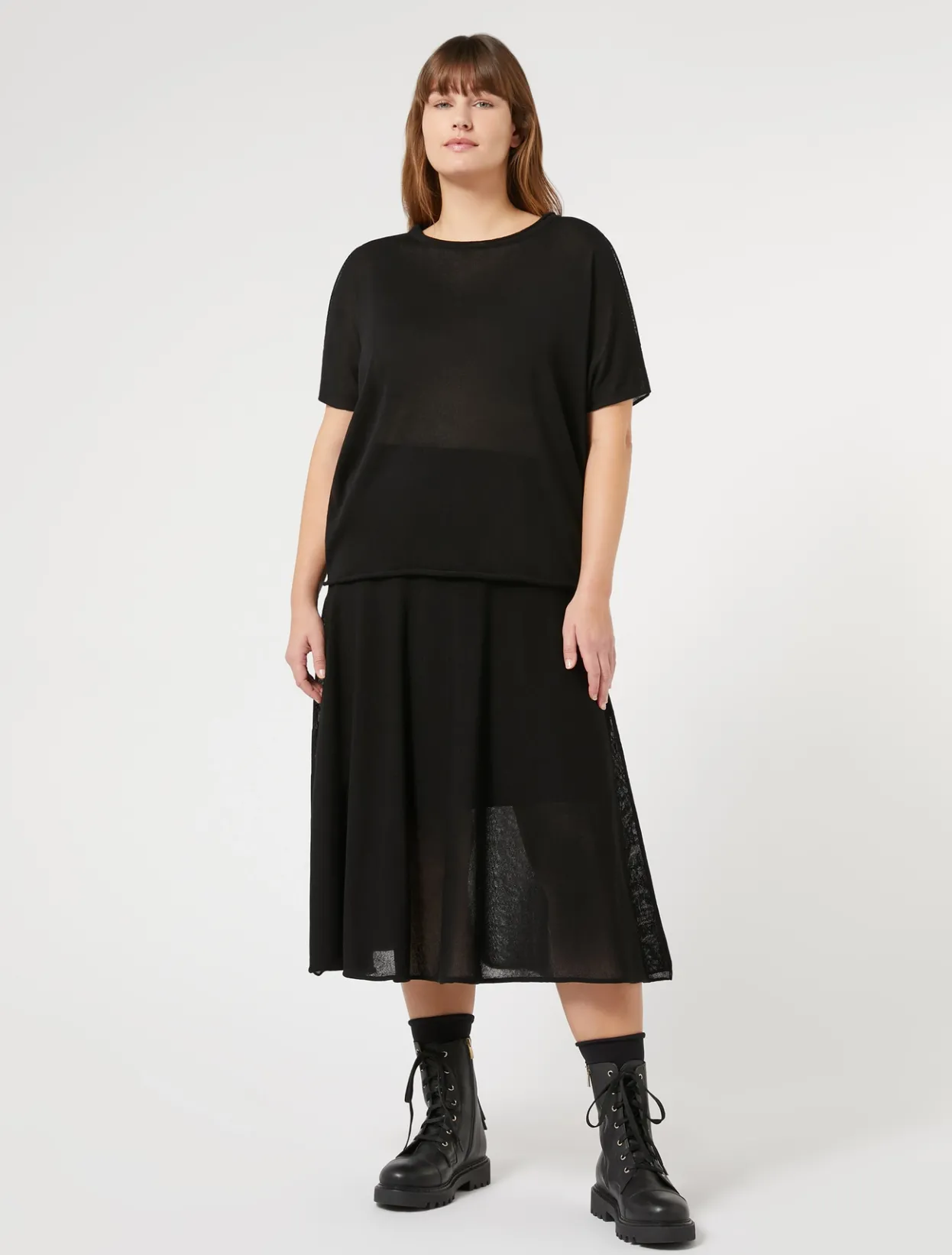 Skirts | Skirts | Marina Rinaldi Crepe knit skirt BLACK