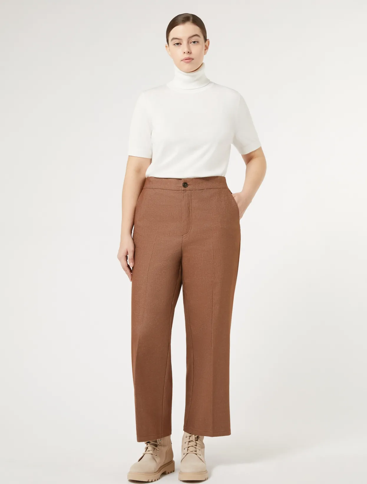 Trousers & Jeans | Trousers & Jeans | Marina Rinaldi Denim-look cotton trousers BRONZE