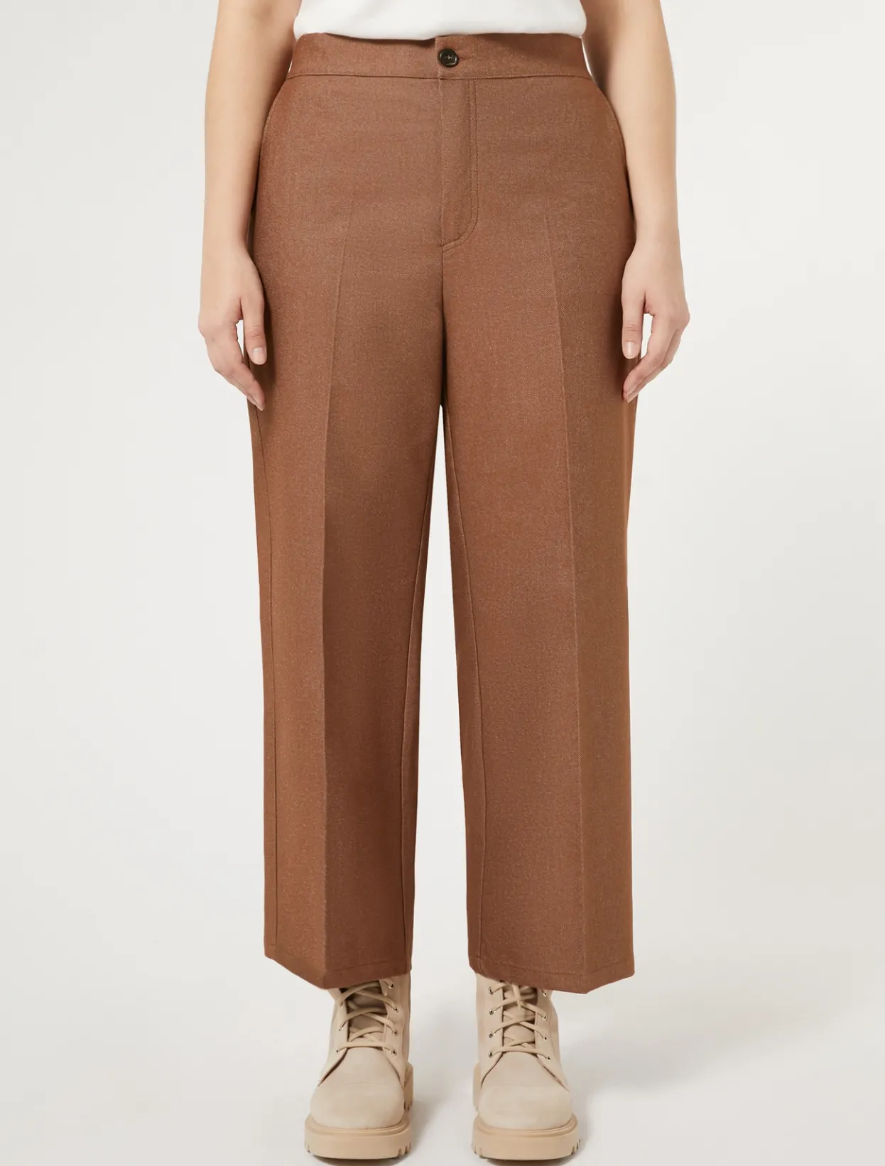 Trousers & Jeans | Trousers & Jeans | Marina Rinaldi Denim-look cotton trousers BRONZE