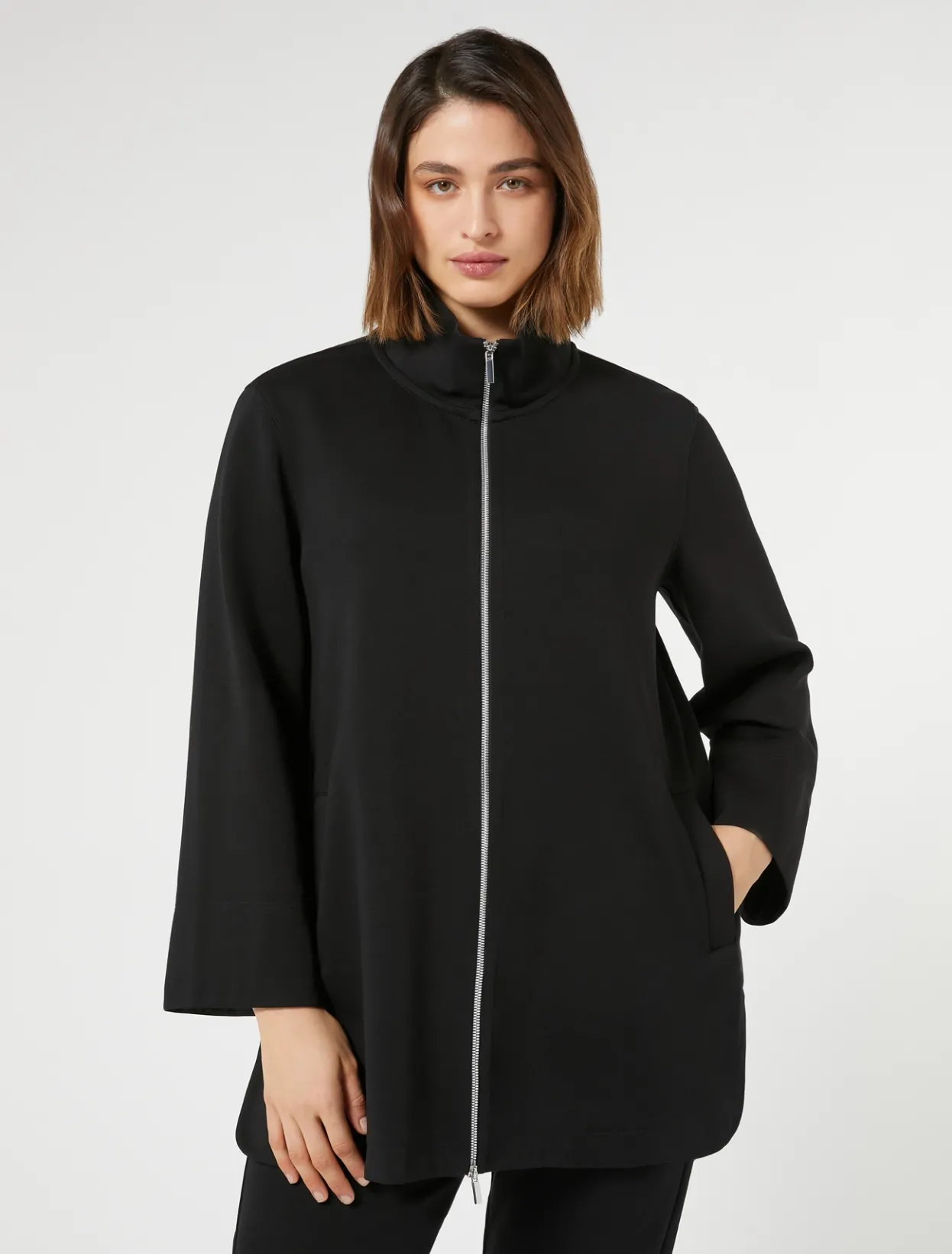 Coats | Coats | Marina Rinaldi Double-faced jersey jacket BLACK