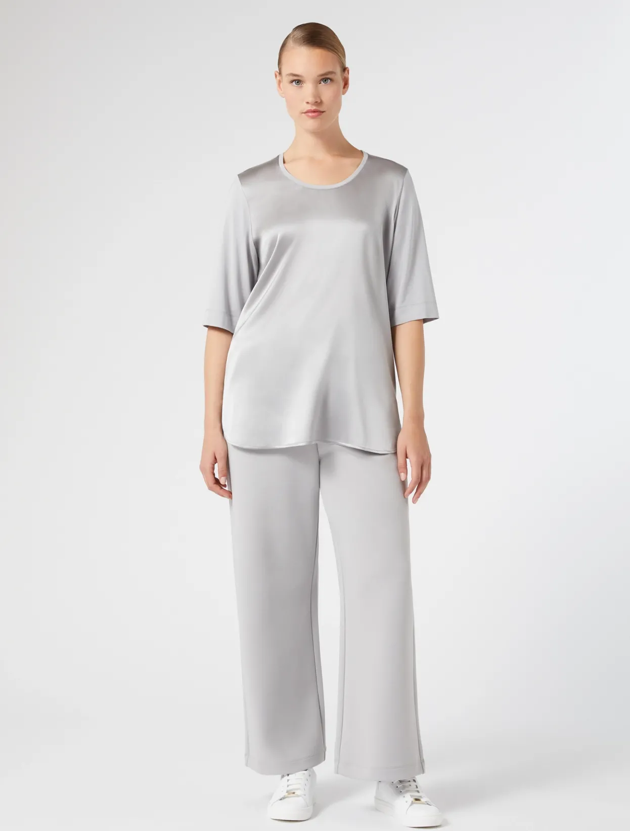 Trousers & Jeans | Trousers & Jeans | Marina Rinaldi Double-faced jersey trousers LIGHTGREY