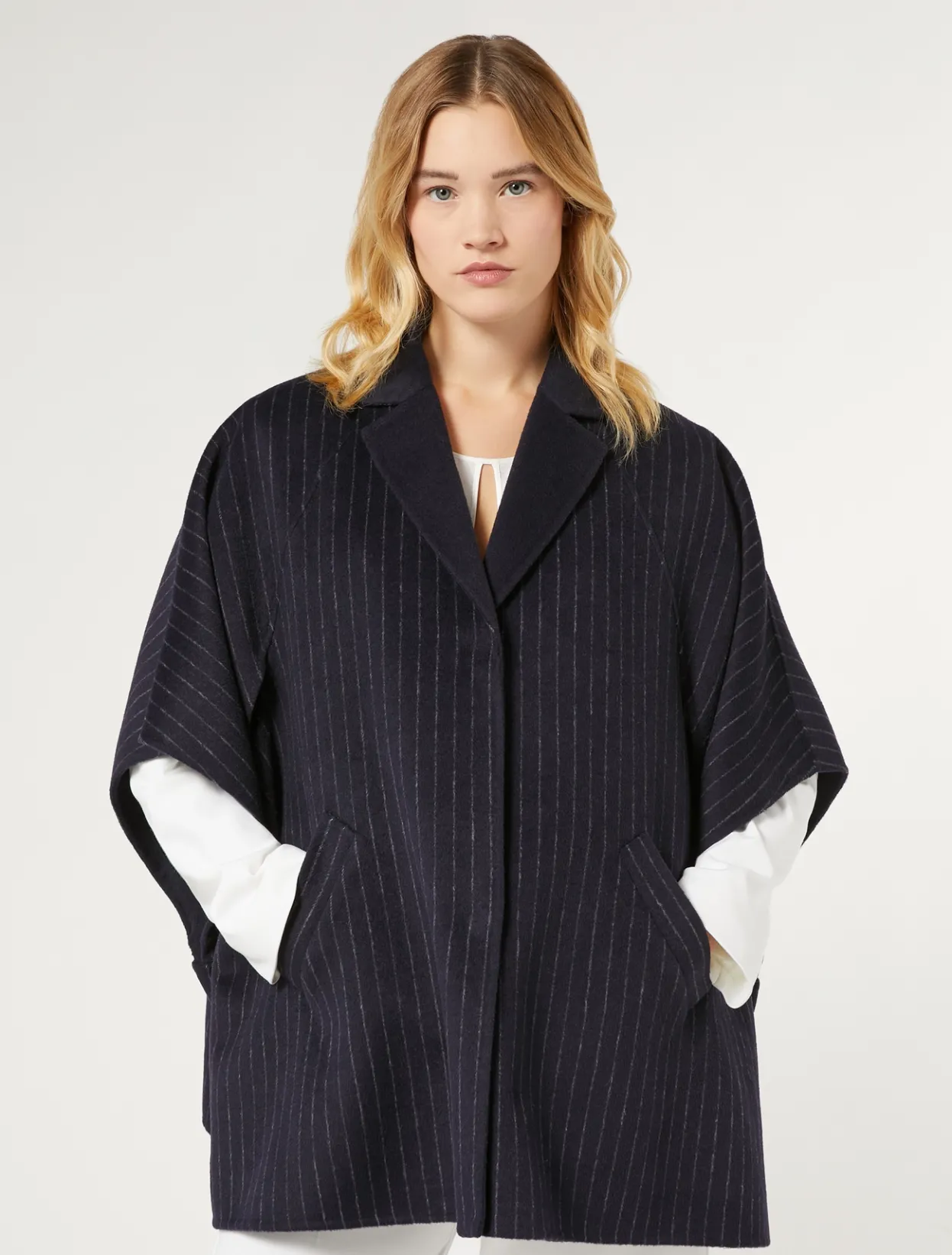 Accessories | Accessories | Marina Rinaldi Double-faced wool cape ULTRAMARINE