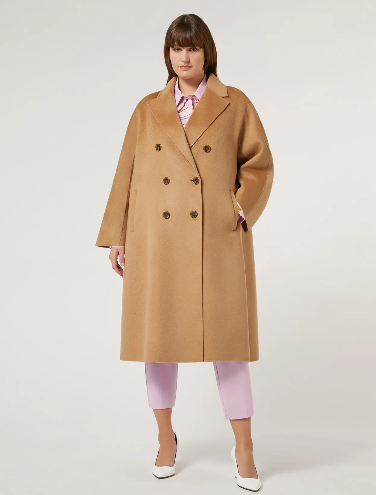 Coats | Coats | Marina Rinaldi Double-faced wool coat CAMEL