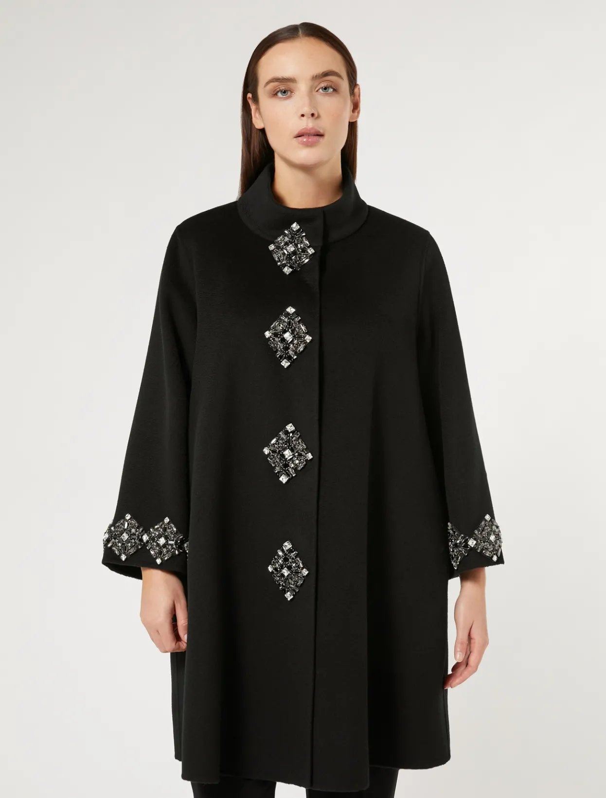 Jackets | Coats | Marina Rinaldi Double-faced wool coat BLACK