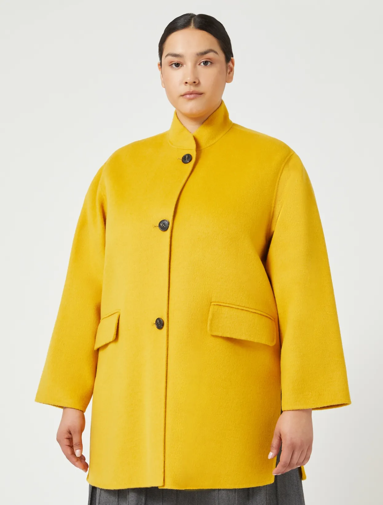 Coats | Coats | Marina Rinaldi Double-faced wool heavy jacket MUSTARD