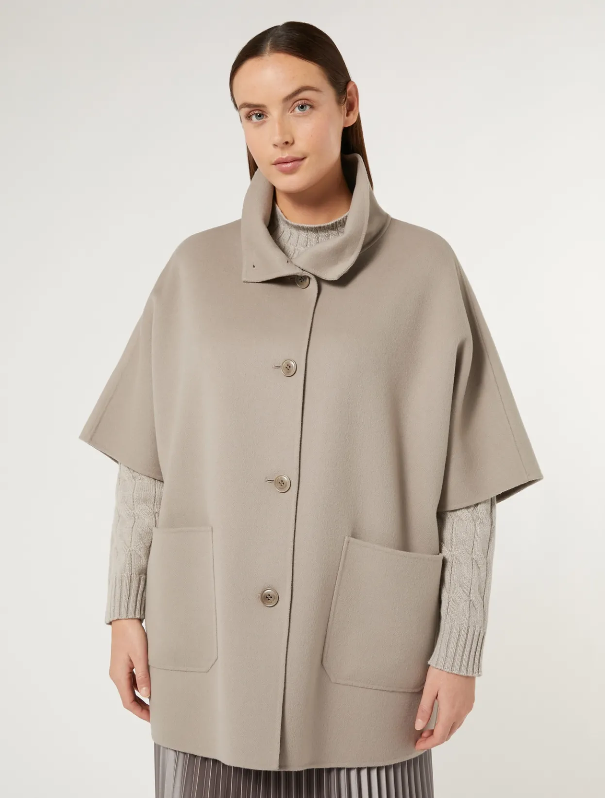 Coats | Coats | Marina Rinaldi Double-faced wool-blend cape TURTLEDOVE