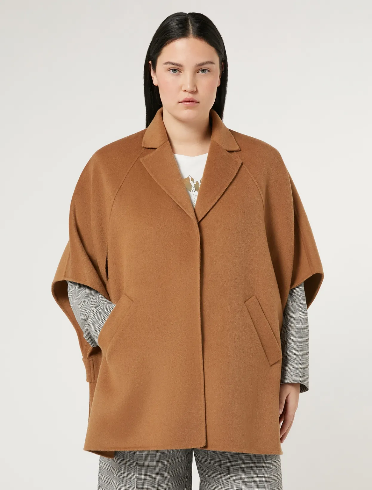 Coats | Coats | Marina Rinaldi Double-sided wool cape BISCUIT