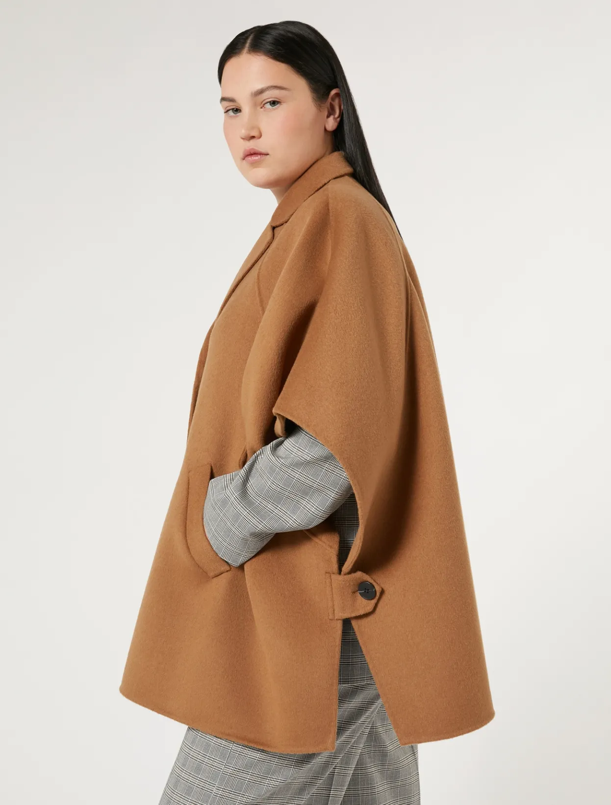 Coats | Coats | Marina Rinaldi Double-sided wool cape BISCUIT