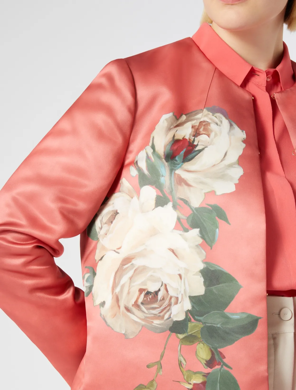 Jackets | Jacket & Blazers | Marina Rinaldi Duchess satin jacket CORAL