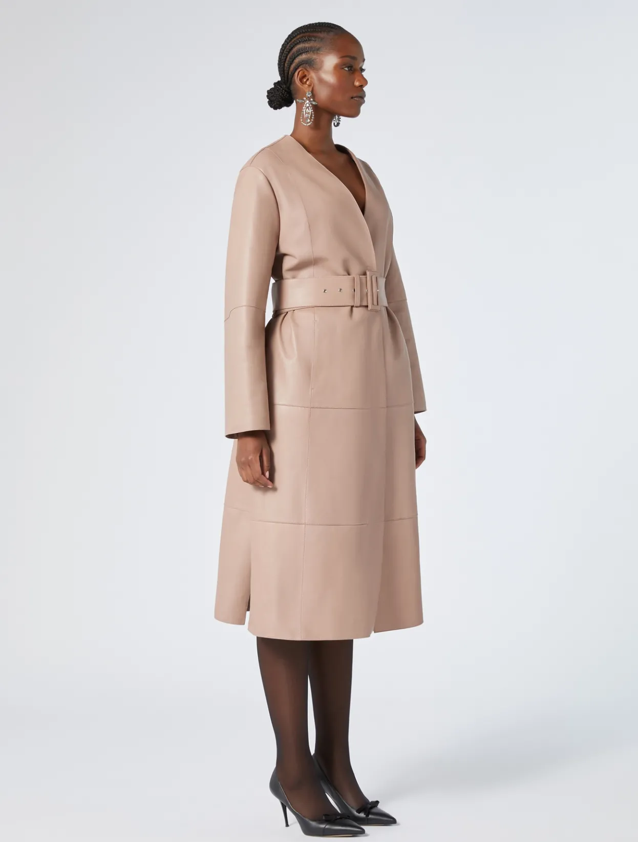 Coats | Coats | Marina Rinaldi Duster coat in nappa leather and jersey BROWNNUDE