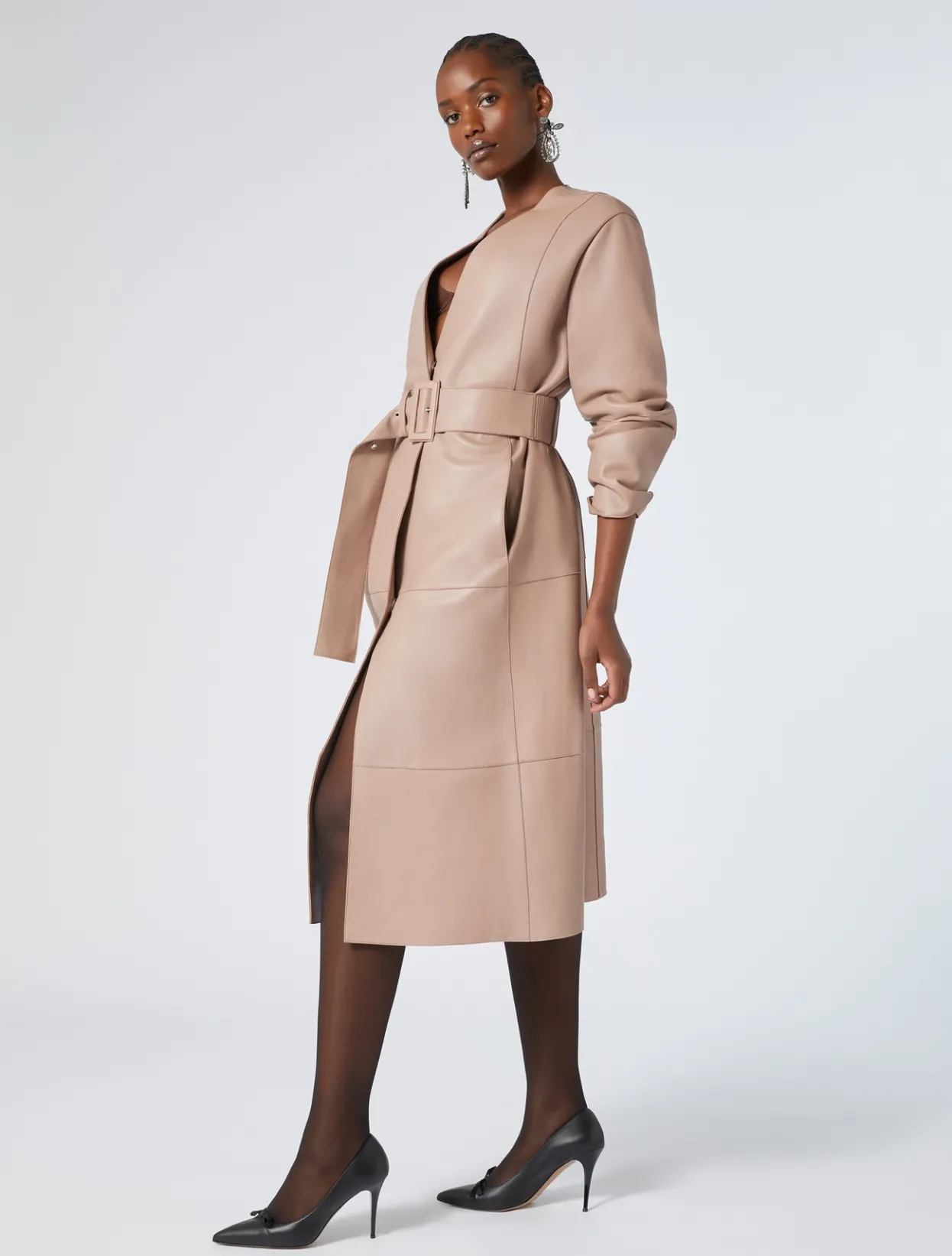 Coats | Coats | Marina Rinaldi Duster coat in nappa leather and jersey BROWNNUDE