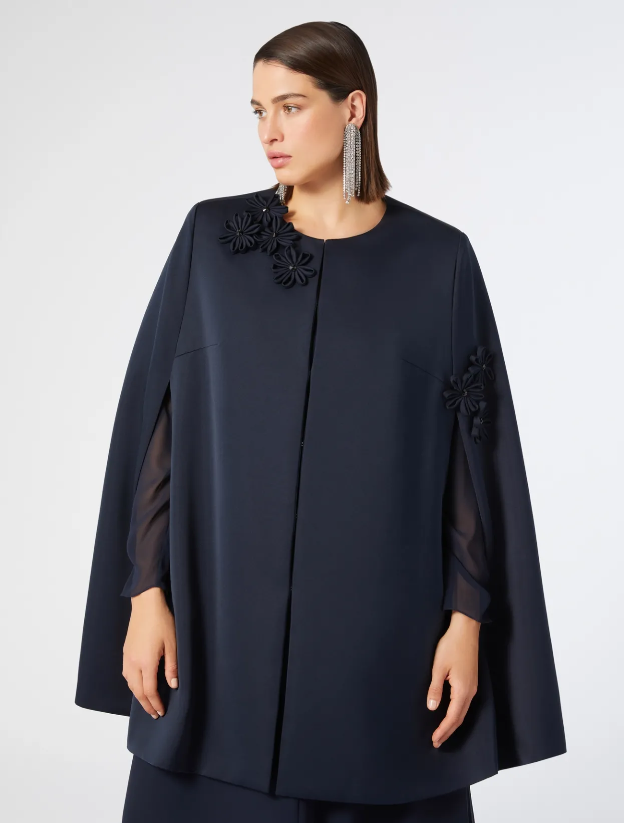 Jackets | Coats | Marina Rinaldi Embroidered duchesse cape MIDNIGHTBLUE