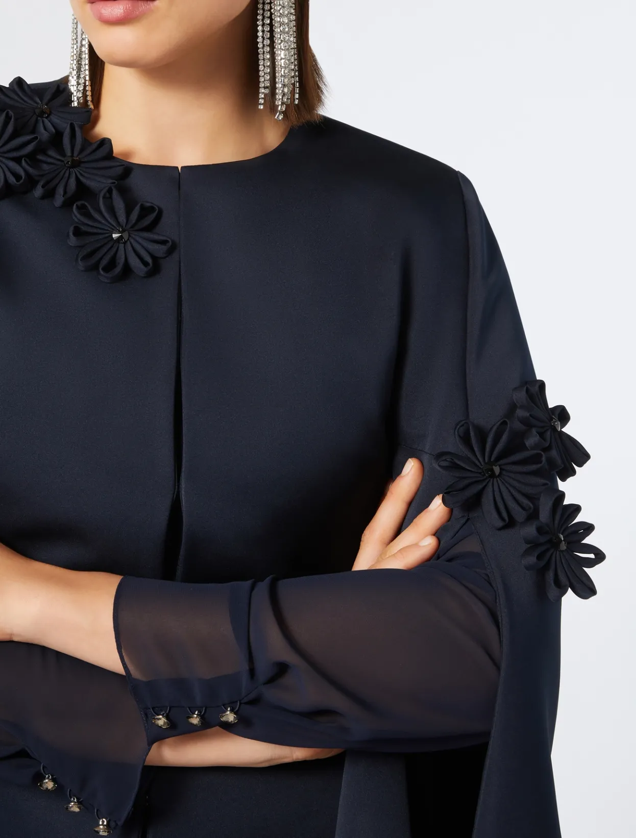 Jackets | Coats | Marina Rinaldi Embroidered duchesse cape MIDNIGHTBLUE