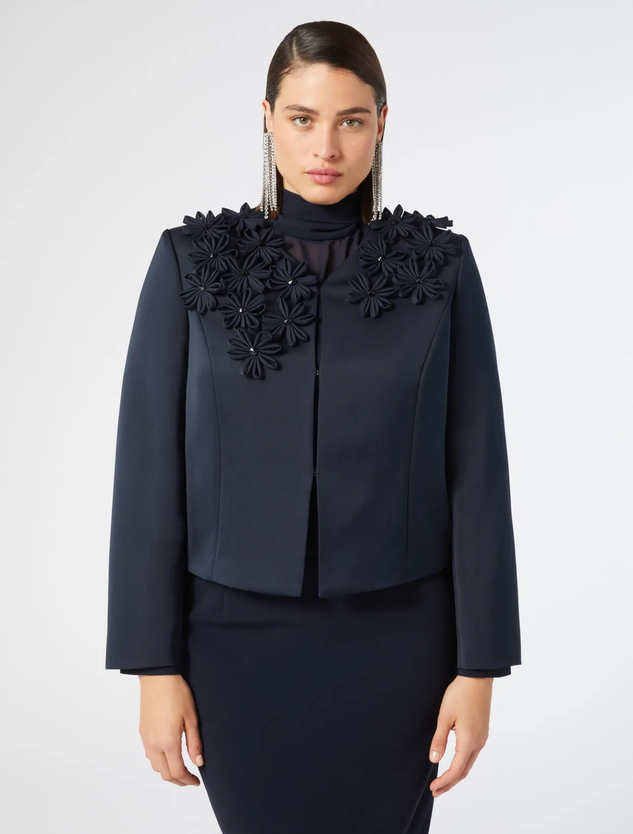 Jackets | Jacket & Blazers | Marina Rinaldi Embroidered duchesse jacket MIDNIGHTBLUE