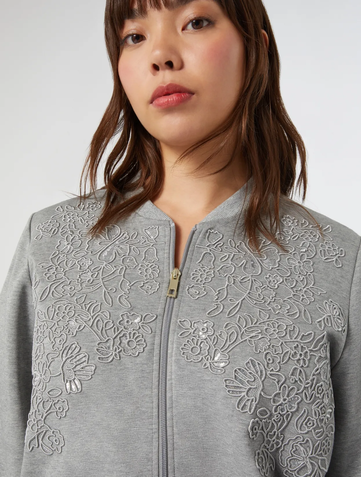 Tops & T-Shirts | Tops & T-Shirts | Marina Rinaldi Embroidered jersey sweatshirt LIGHTGREY