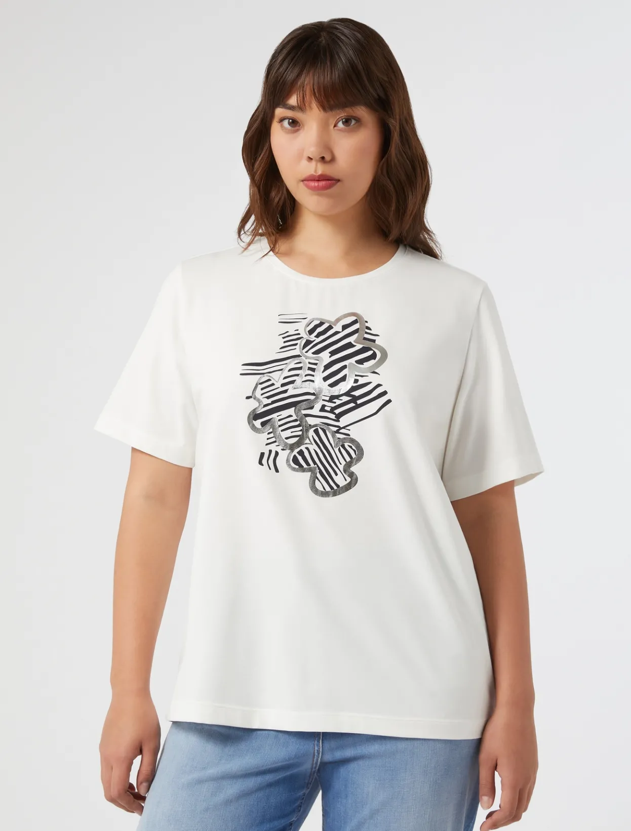 Tops & T-Shirts | Tops & T-Shirts | Marina Rinaldi Embroidered jersey T-shirt WHITE