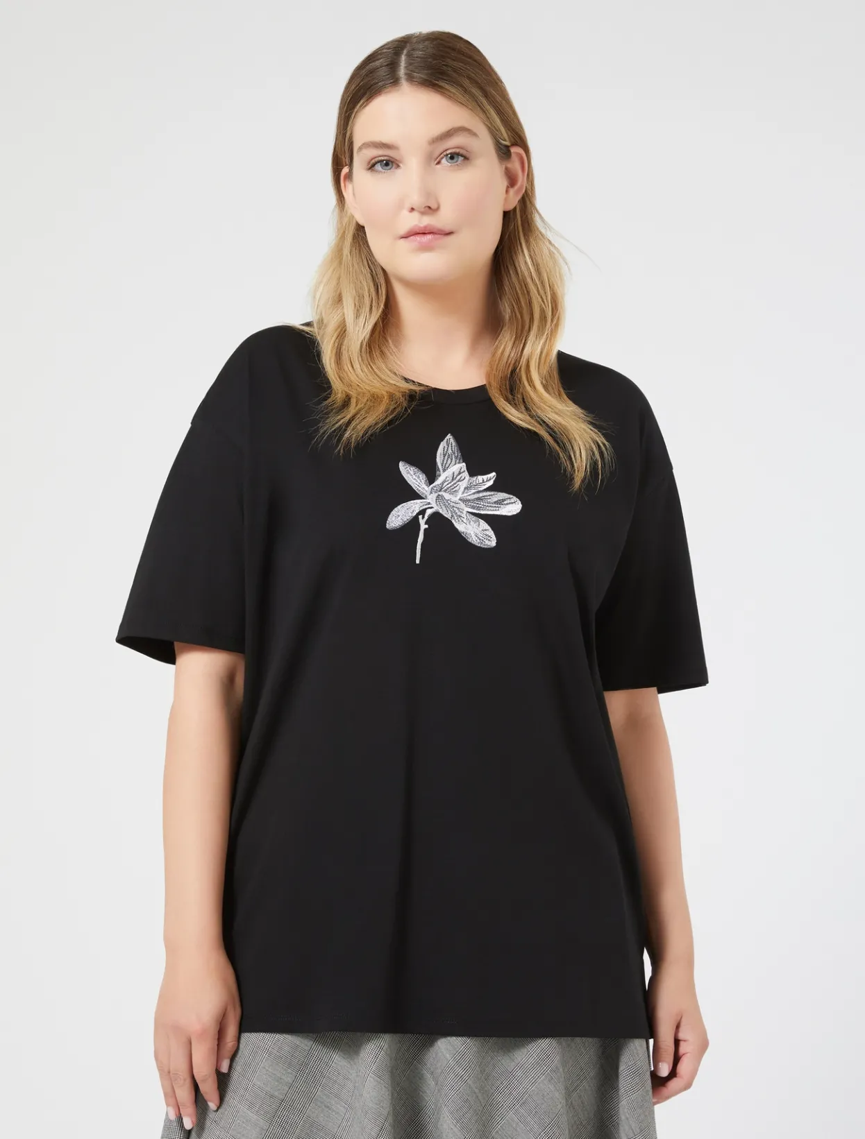 Tops & T-Shirts | Tops & T-Shirts | Marina Rinaldi Embroidered jersey T-shirt BLACK