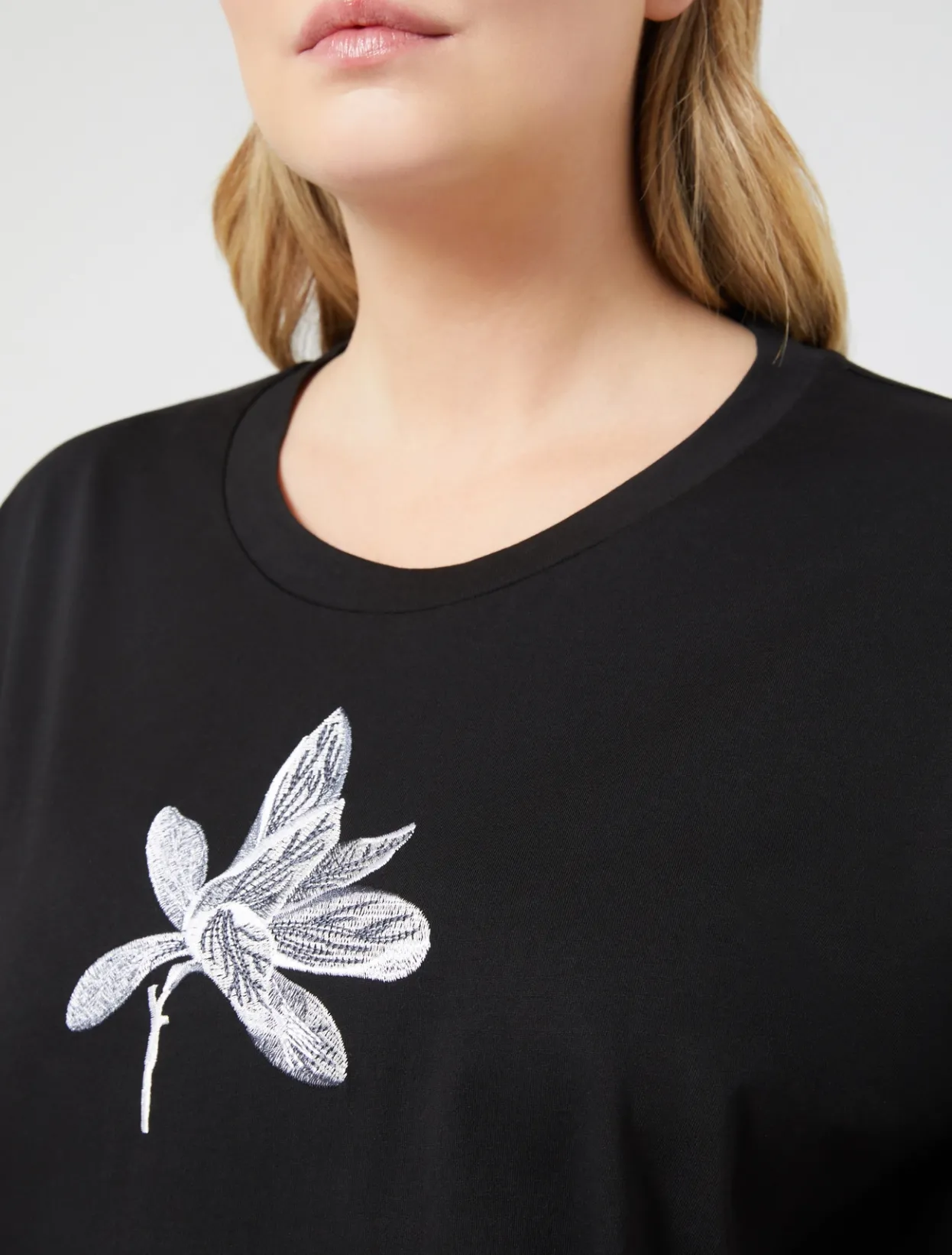 Tops & T-Shirts | Tops & T-Shirts | Marina Rinaldi Embroidered jersey T-shirt BLACK