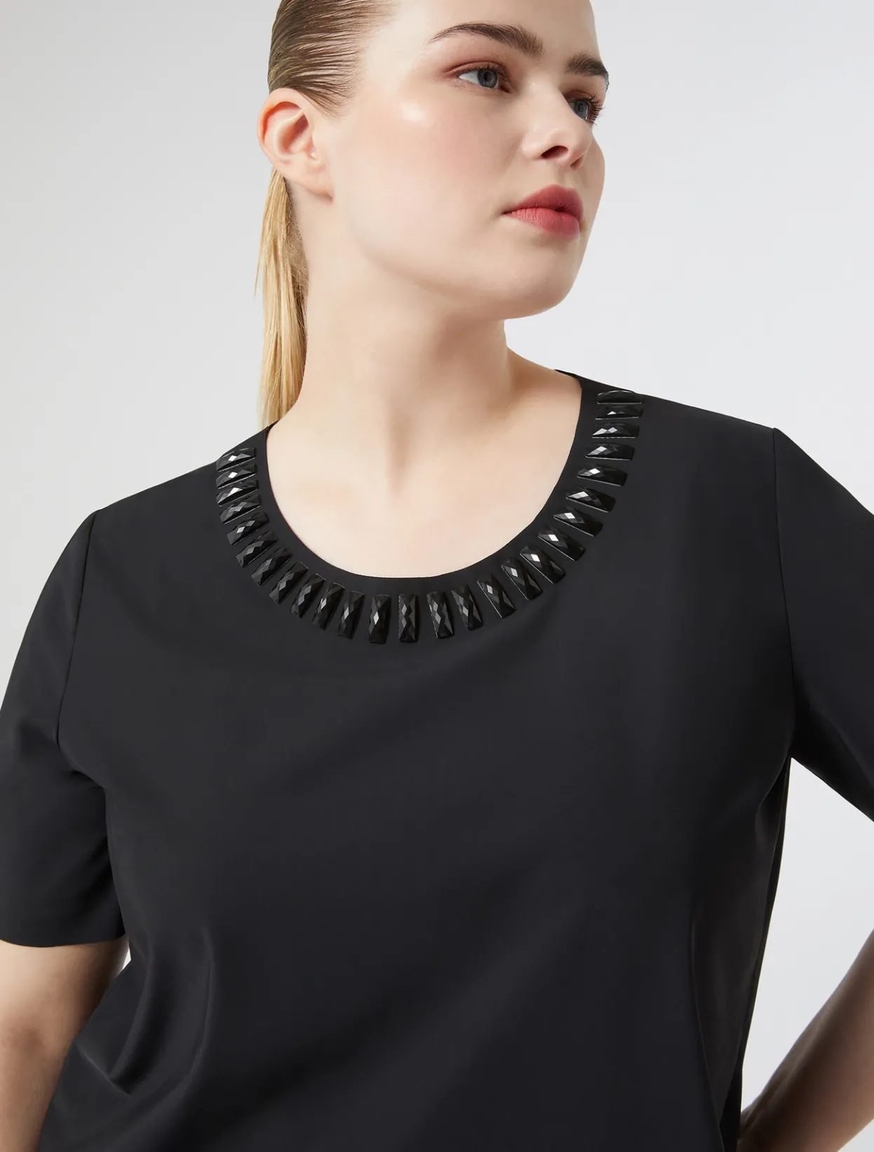 Tops & T-Shirts | Tops & T-Shirts | Marina Rinaldi Embroidered jersey T-shirt BLACK