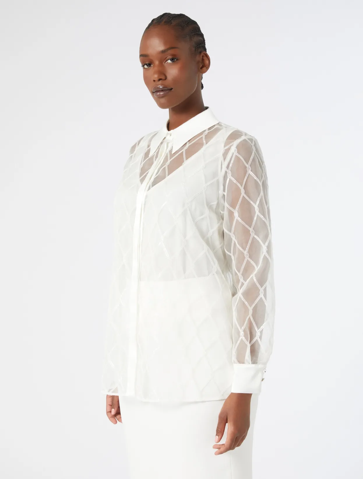 Blouses | Blouses & Shirts | Marina Rinaldi Embroidered organza shirt WHITE