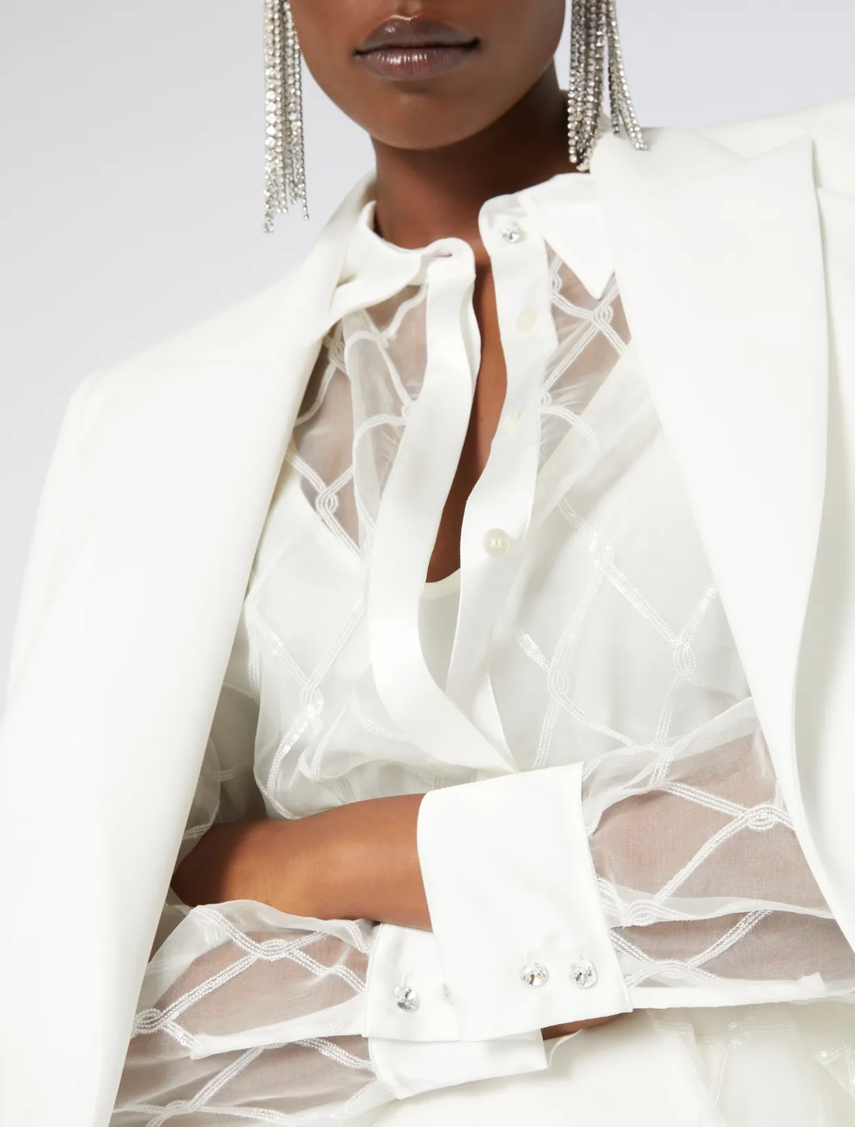 Blouses | Blouses & Shirts | Marina Rinaldi Embroidered organza shirt WHITE