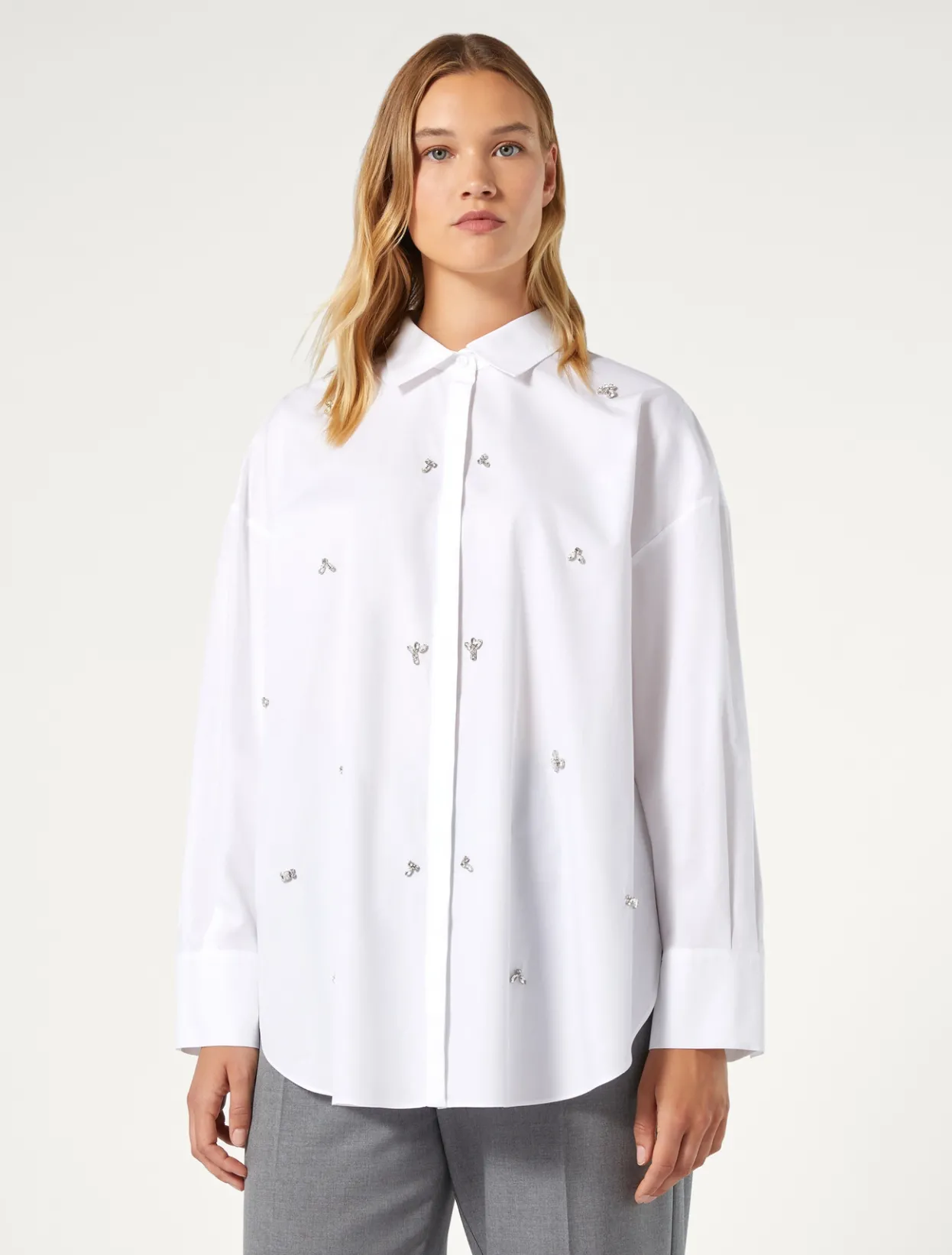 Blouses & Shirts | Blouses & Shirts | Marina Rinaldi Embroidered poplin shirt OPTICALWHITE