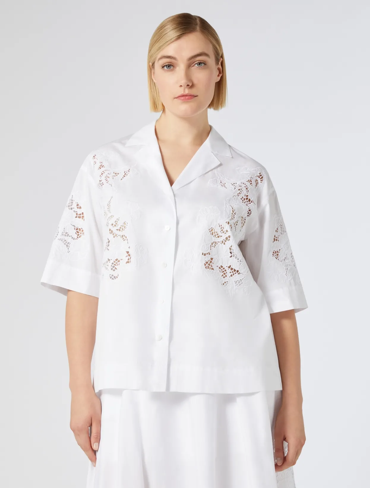 Blouses & Shirts | Blouses & Shirts | Marina Rinaldi Embroidered poplin shirt OPTICALWHITE