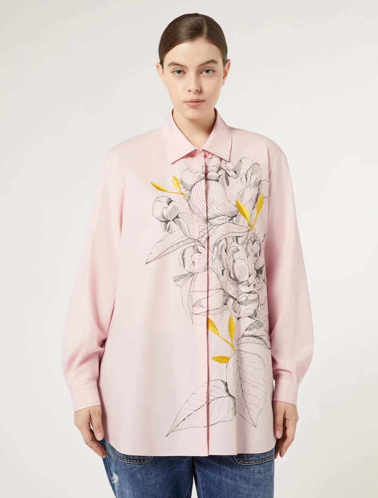 Blouses & Shirts | Blouses & Shirts | Marina Rinaldi Embroidered poplin shirt PINK