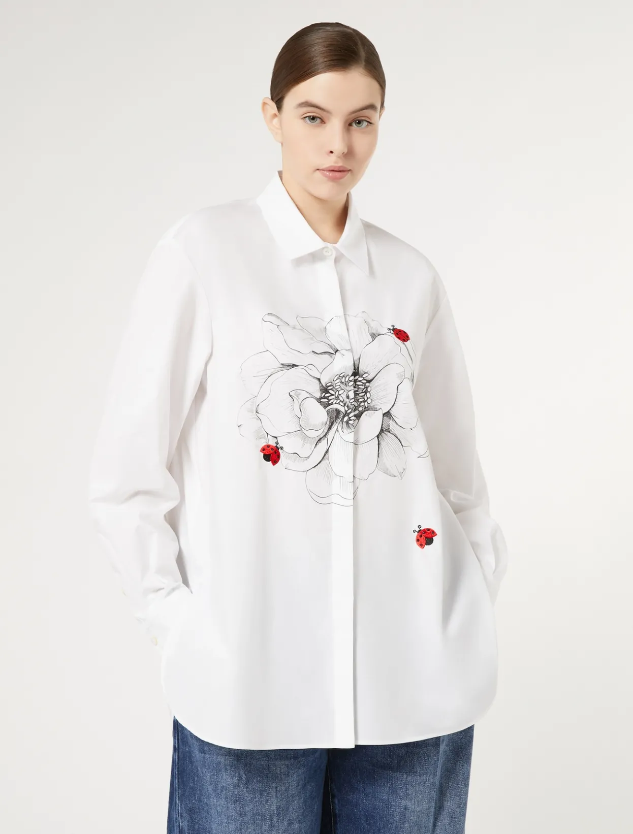 Blouses & Shirts | Blouses & Shirts | Marina Rinaldi Embroidered poplin shirt WHITE