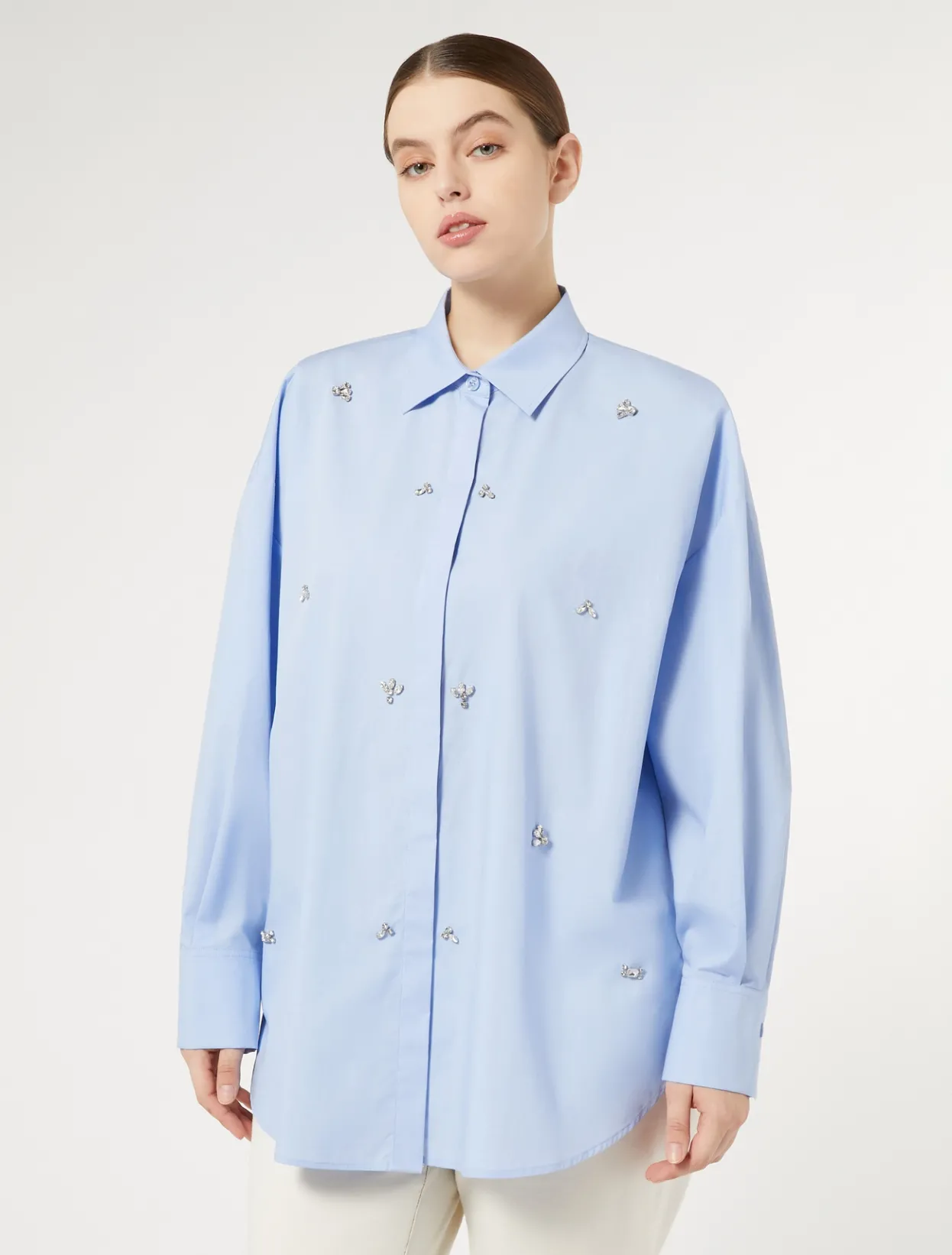 Blouses & Shirts | Blouses & Shirts | Marina Rinaldi Embroidered poplin shirt LIGHTBLUE