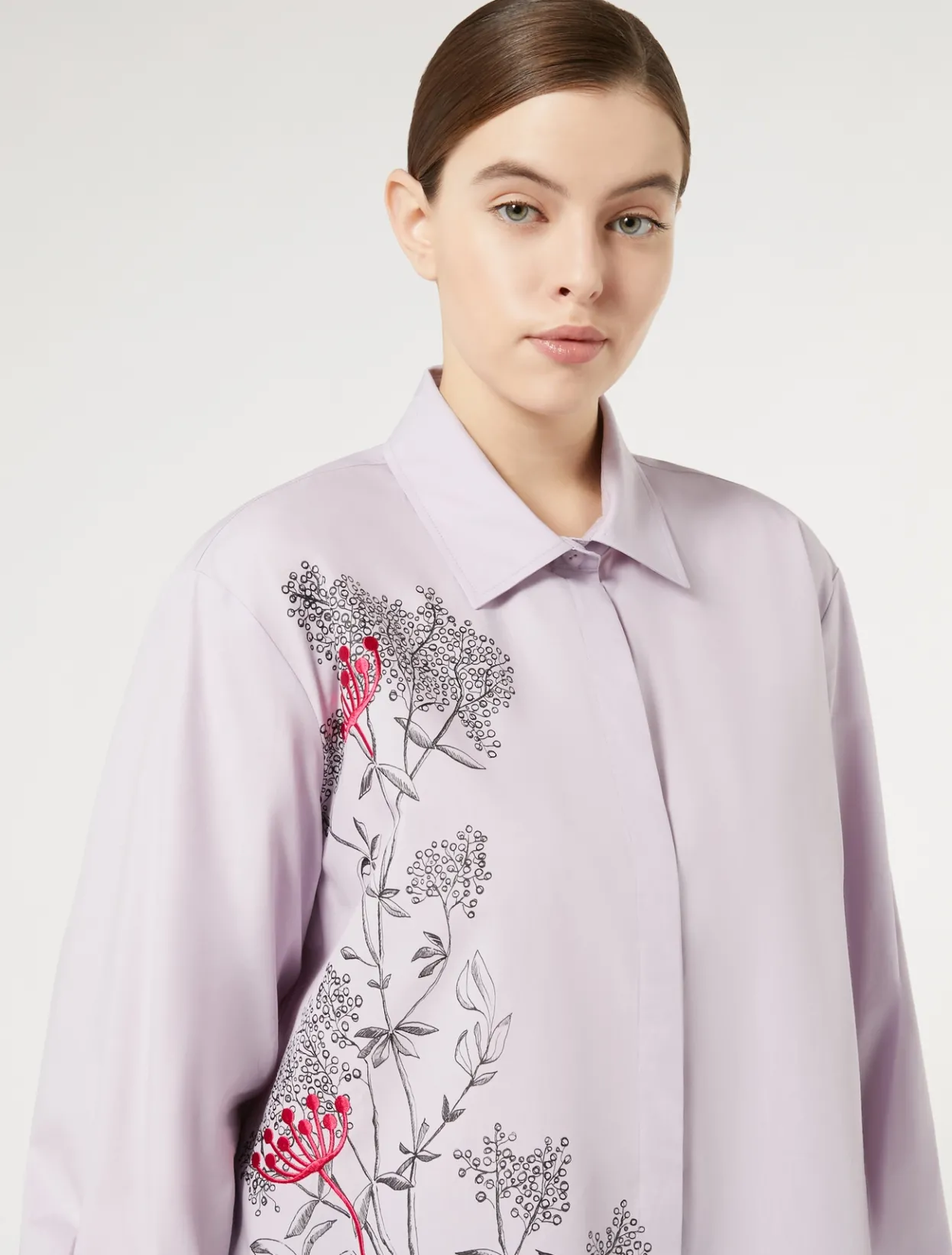 Blouses & Shirts | Blouses & Shirts | Marina Rinaldi Embroidered poplin shirt LILAC