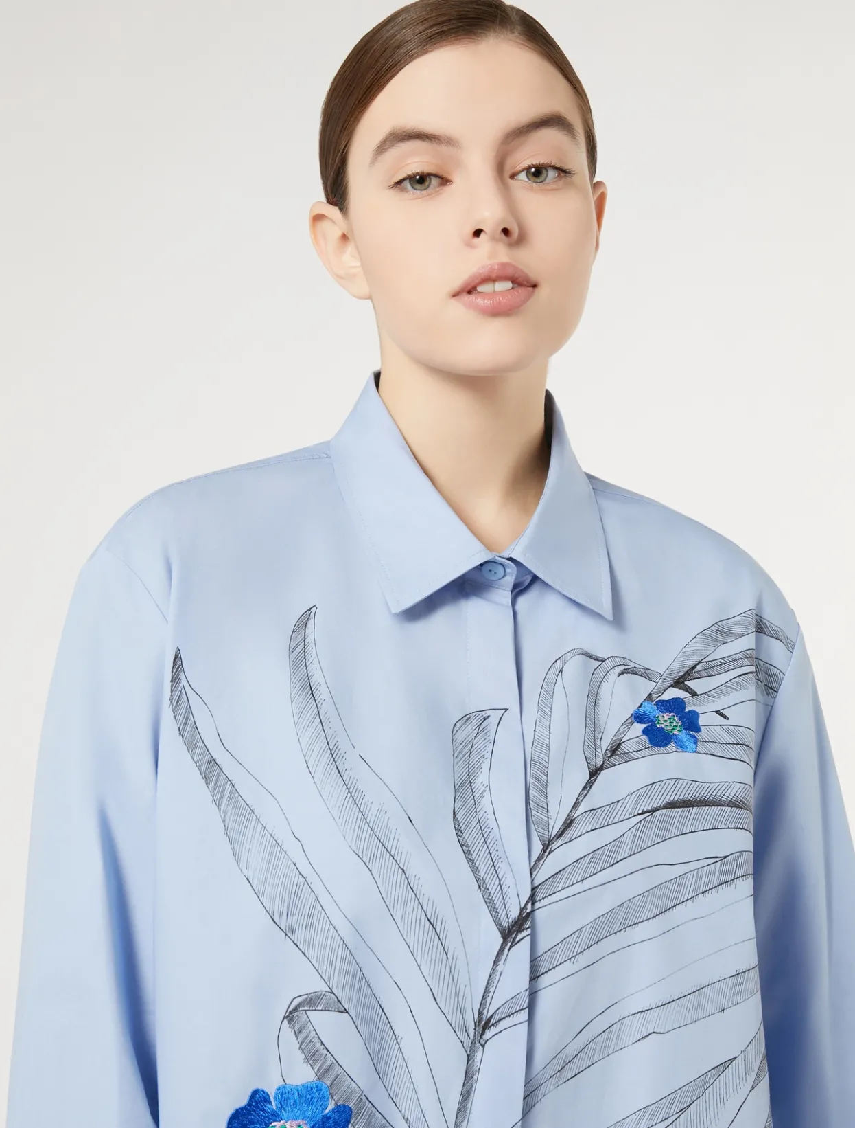 Blouses & Shirts | Blouses & Shirts | Marina Rinaldi Embroidered poplin shirt SKYBLUE