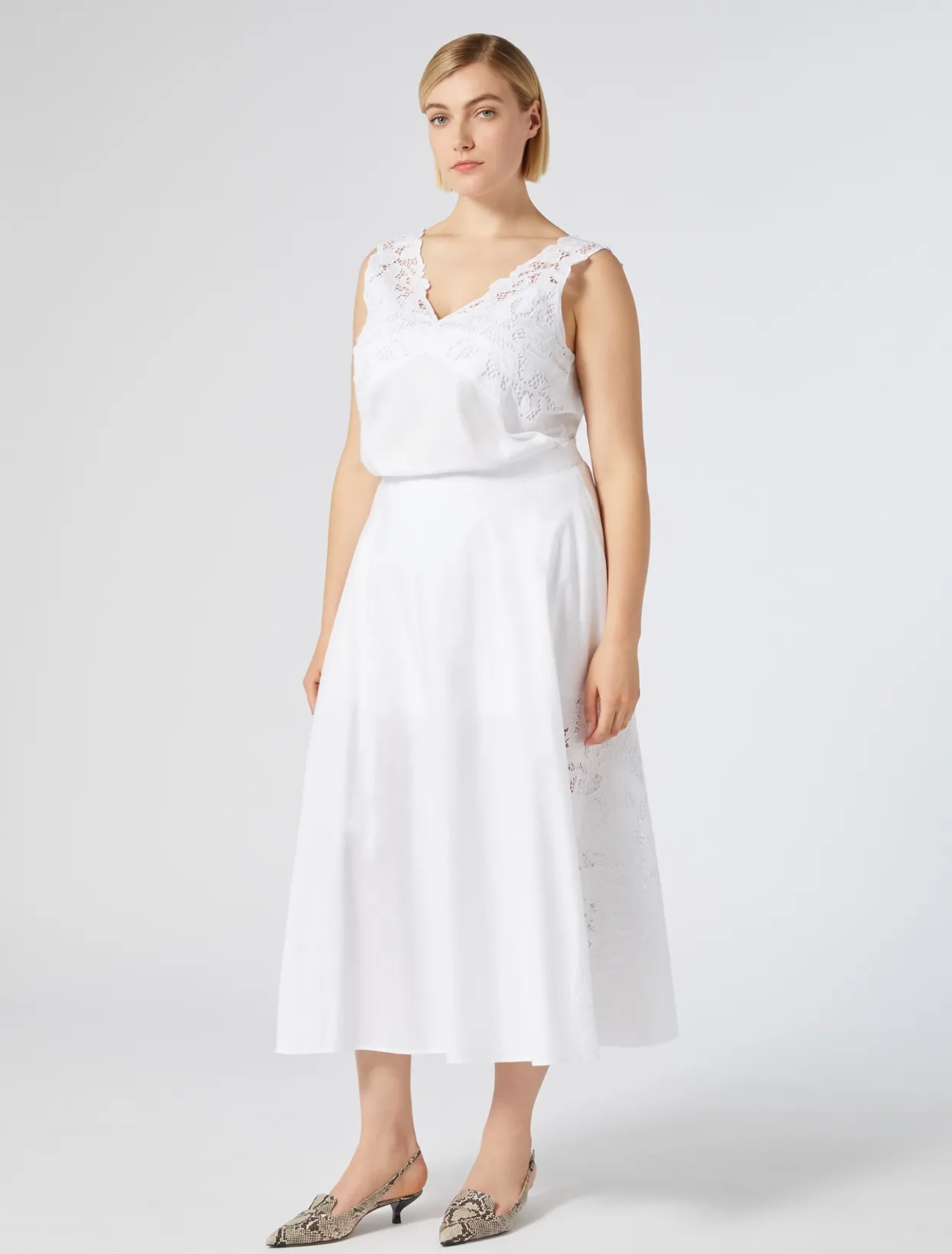 Skirts | Skirts | Marina Rinaldi Embroidered poplin skirt OPTICALWHITE