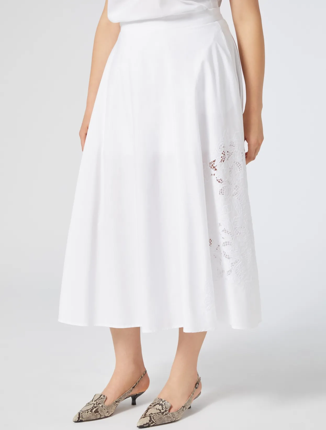 Skirts | Skirts | Marina Rinaldi Embroidered poplin skirt OPTICALWHITE