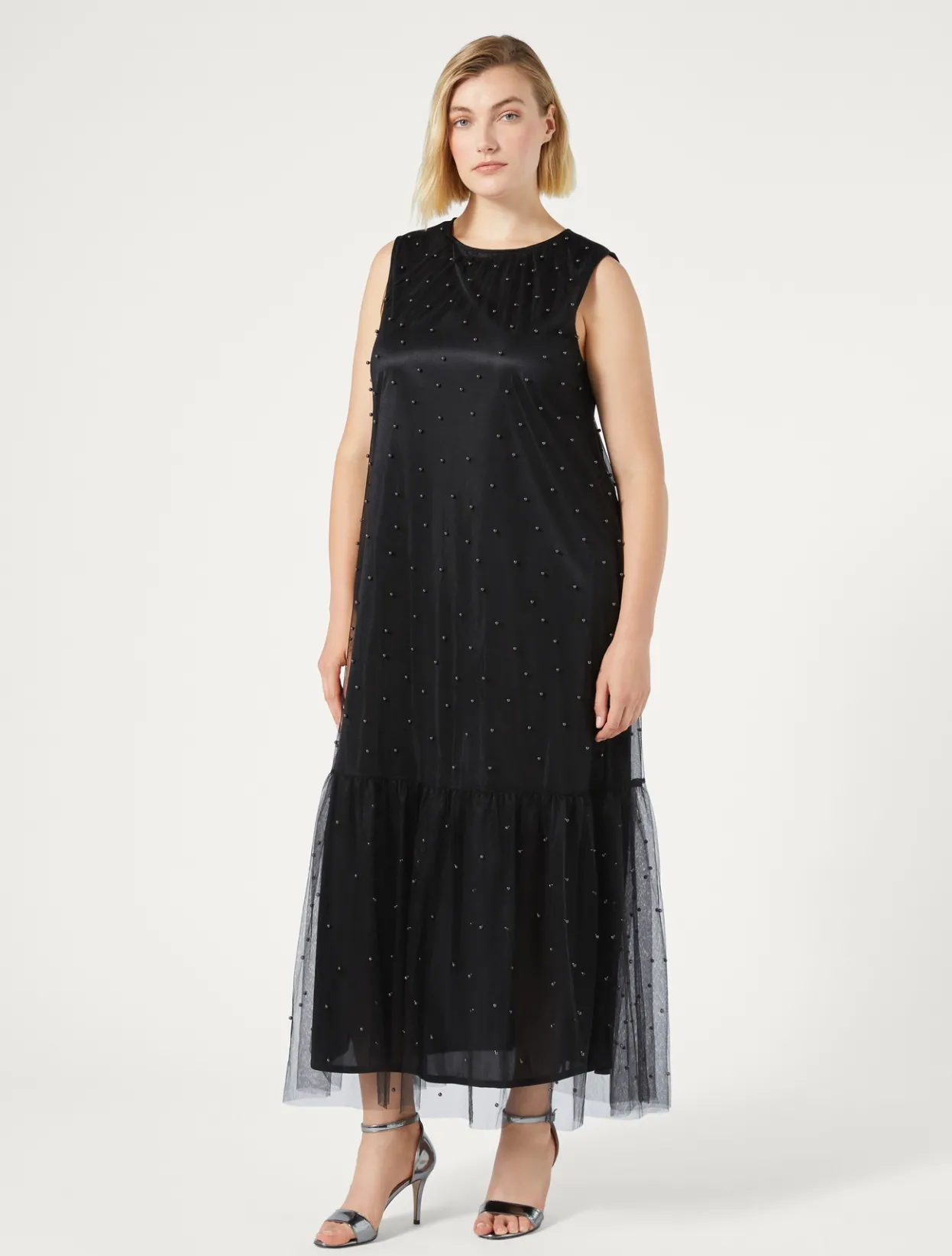 Dresses | Dresses | Marina Rinaldi Embroidered tulle dress BLACK