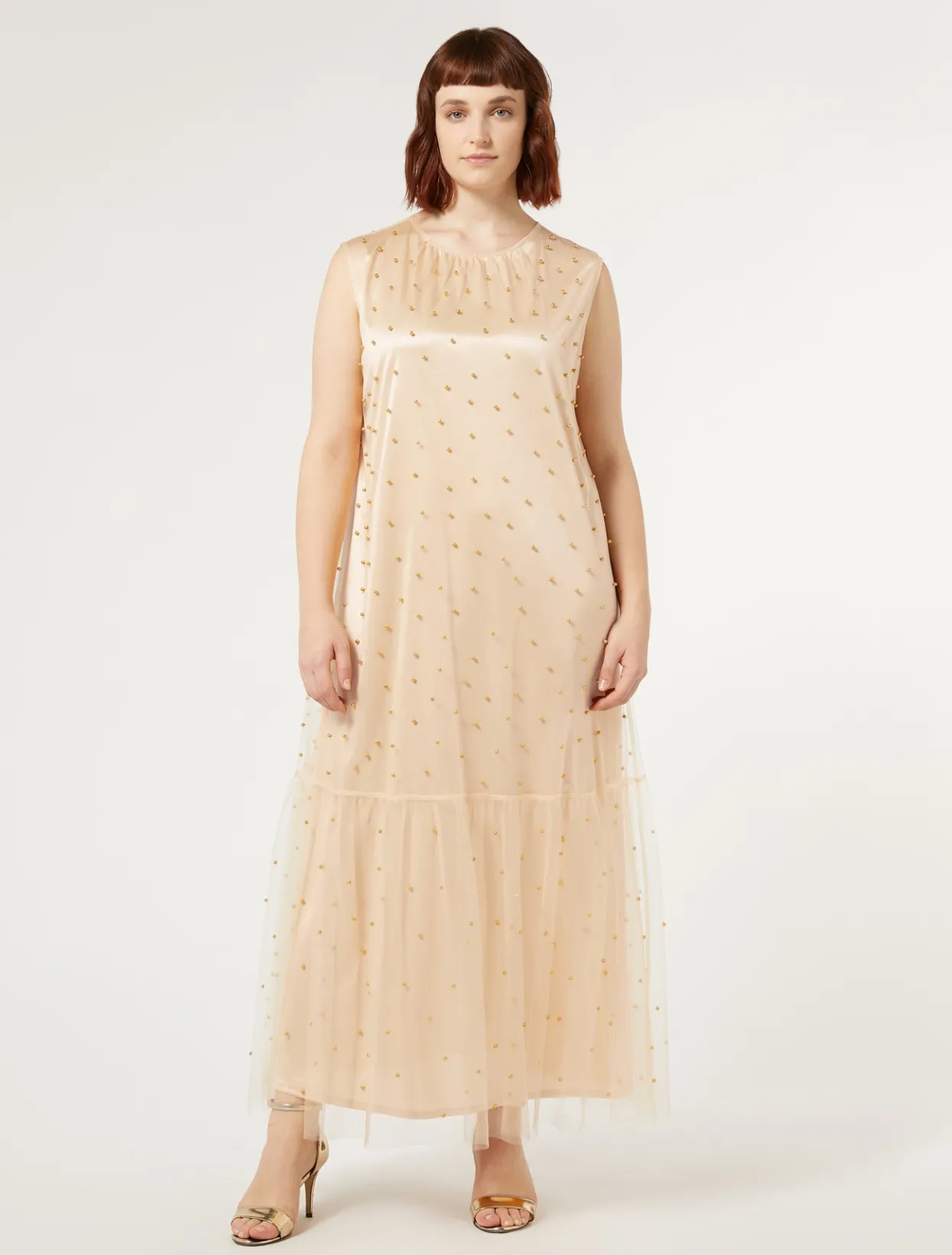 Dresses | Dresses | Marina Rinaldi Embroidered tulle dress PALEYELLOW