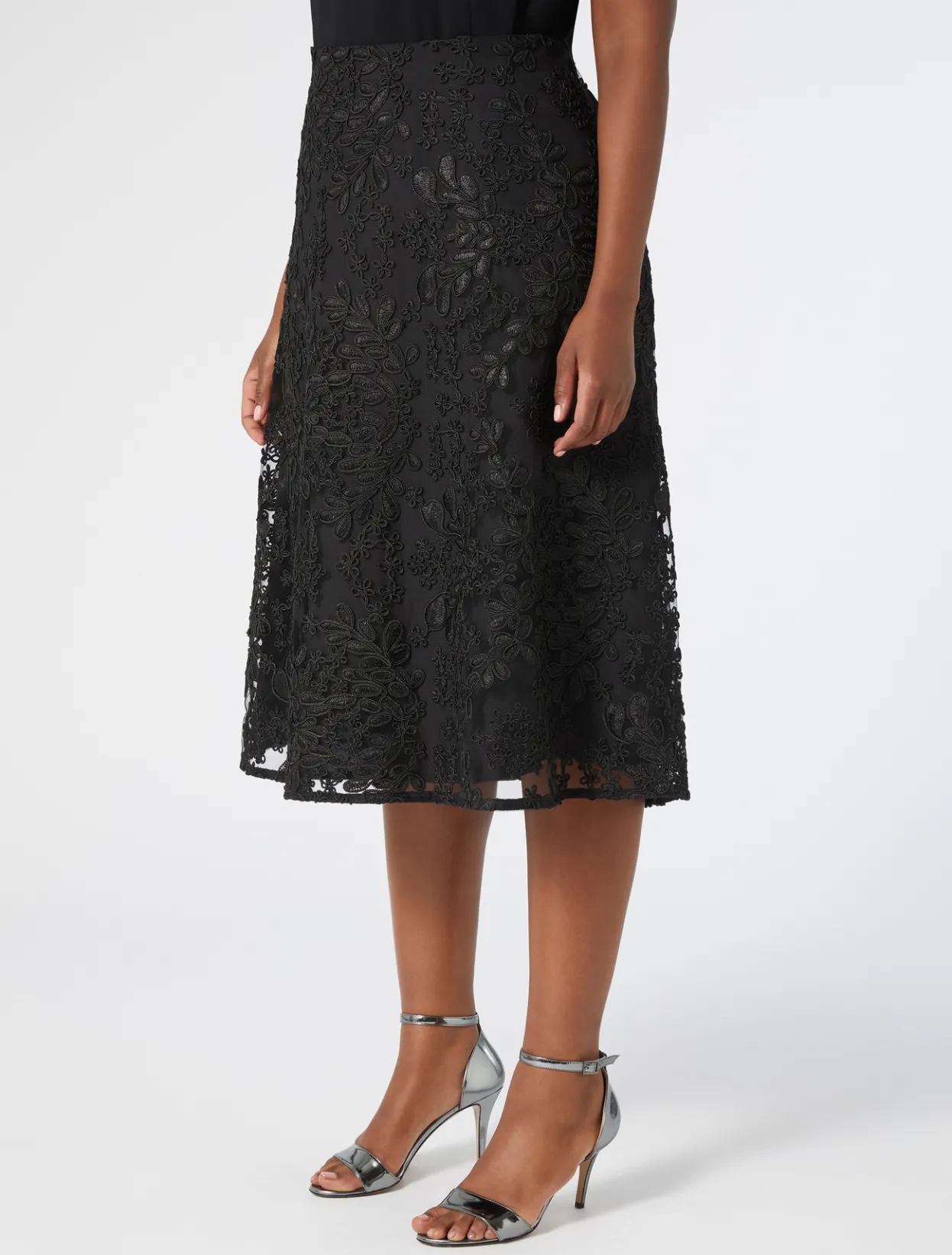 Trousers And Skirts | Skirts | Marina Rinaldi Embroidered tulle skirt BLACK