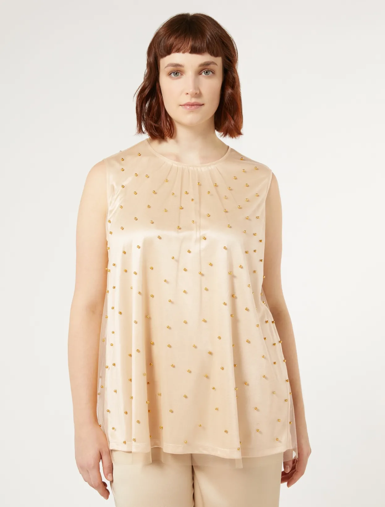 Blouses | Blouses & Shirts | Marina Rinaldi Embroidered tulle top PALEYELLOW