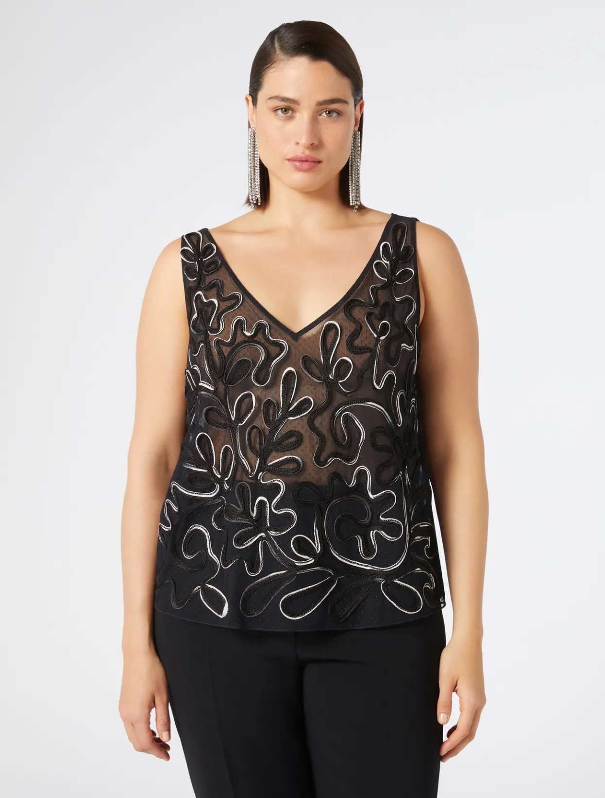 Accessories | Accessories | Marina Rinaldi Embroidered tulle top BLACK