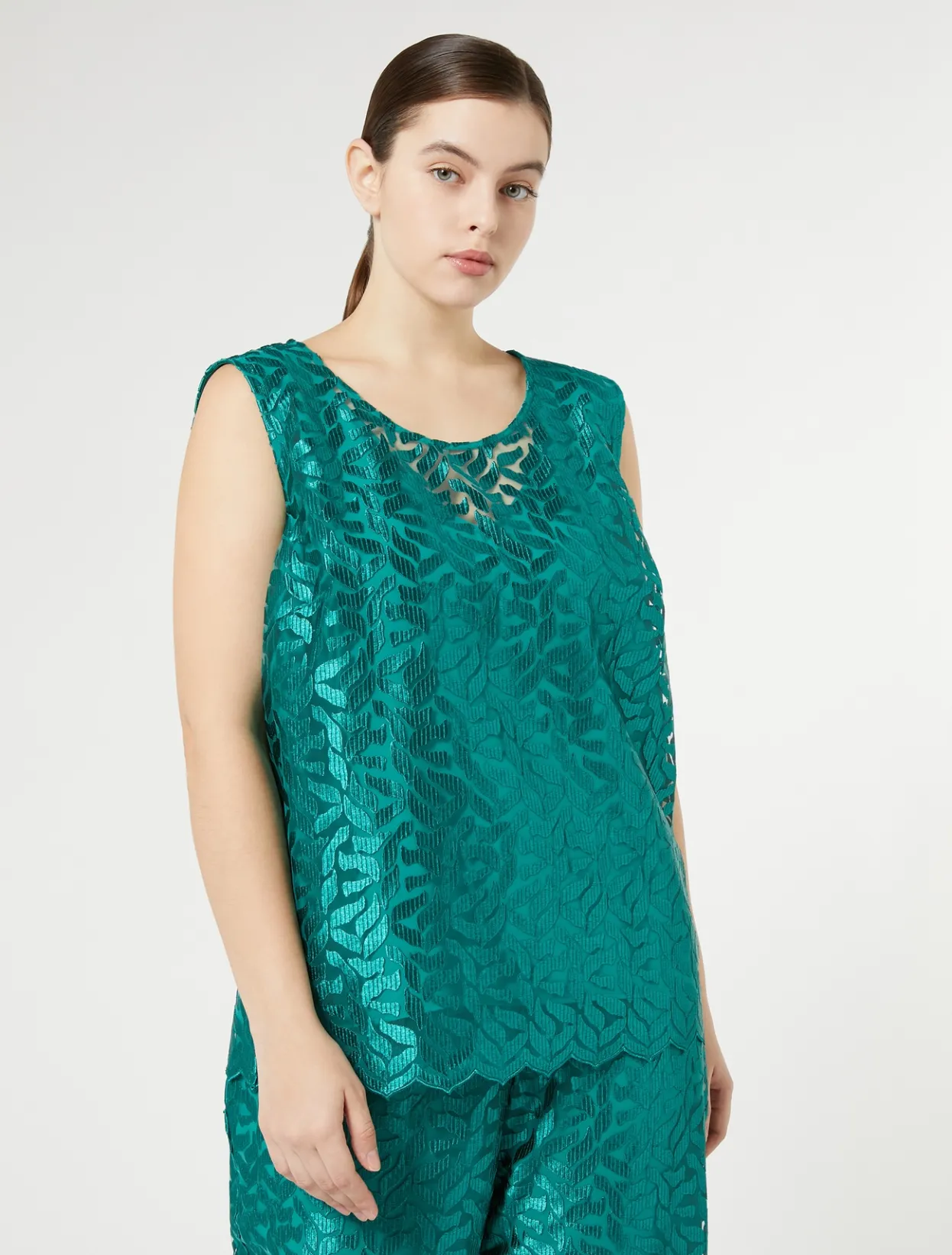 Blouses | Blouses & Shirts | Marina Rinaldi Embroidered tulle top JADE