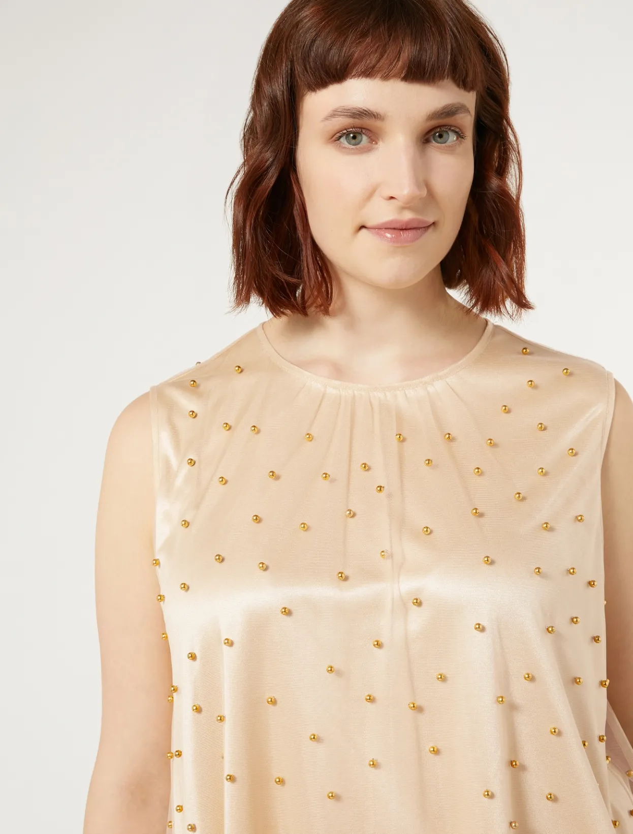 Blouses | Blouses & Shirts | Marina Rinaldi Embroidered tulle top PALEYELLOW