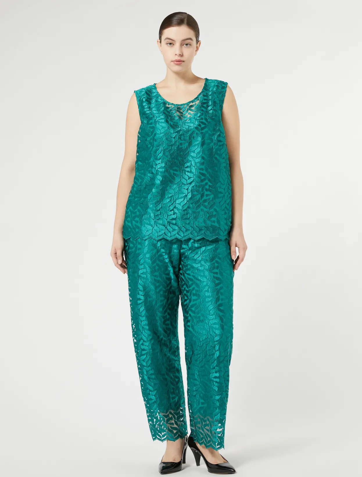 Trousers And Skirts | Trousers & Jeans | Marina Rinaldi Embroidered tulle trousers JADE