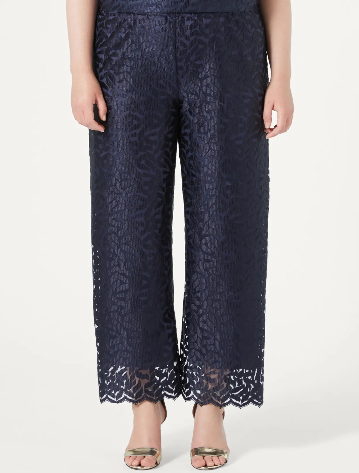 Trousers And Skirts | Trousers & Jeans | Marina Rinaldi Embroidered tulle trousers ULTRAMARINE